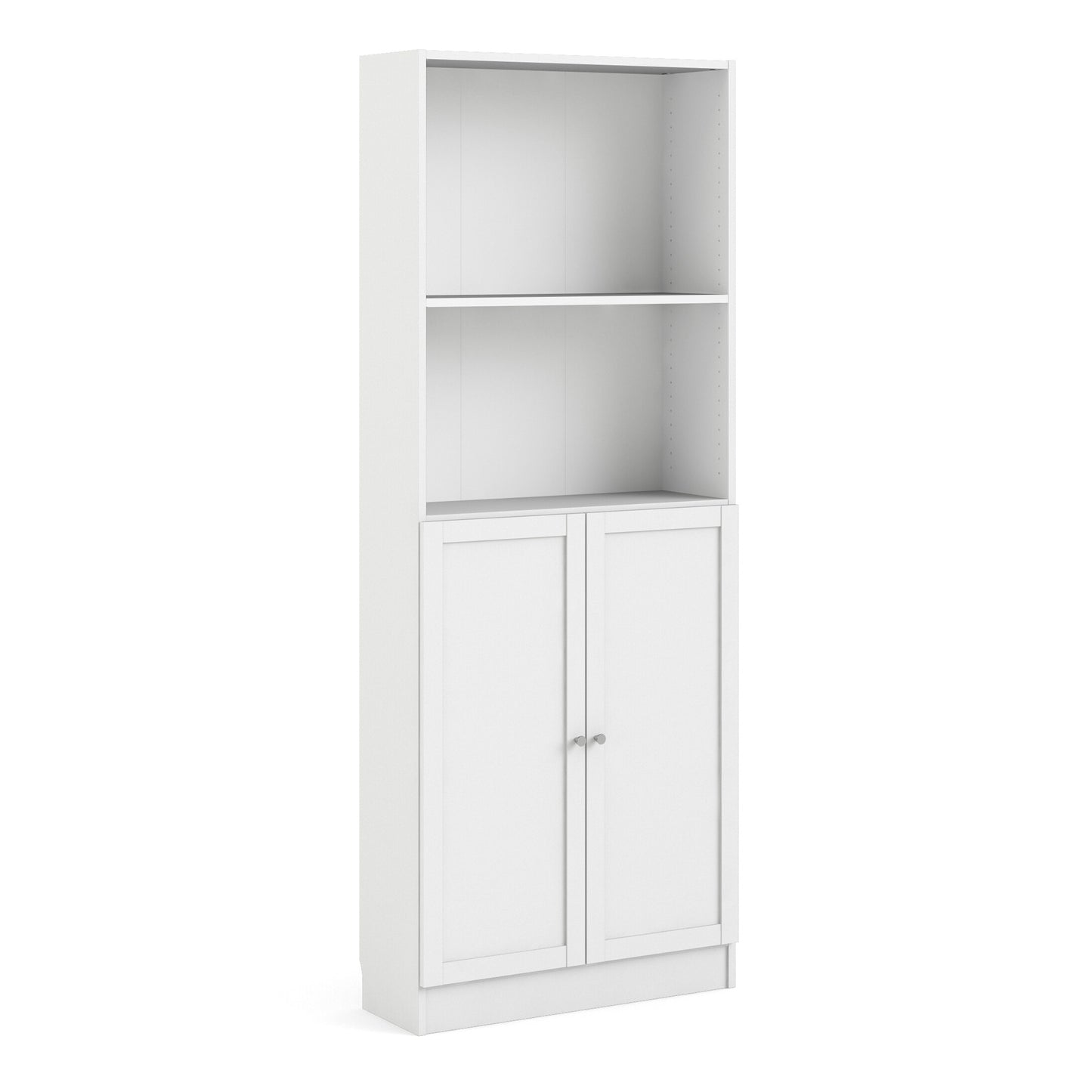 Basic Tall Wide Combination Storage in White (4 Shelves) with 2 White Doors