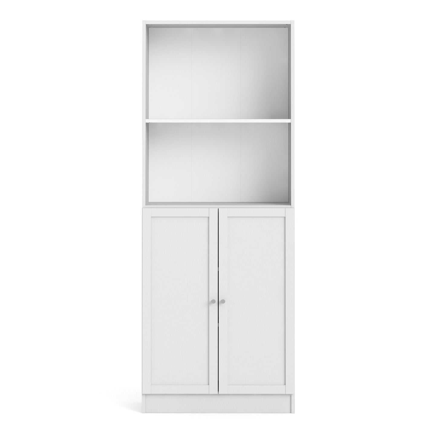Basic Tall Wide Combination Storage in White (4 Shelves) with 2 White Doors