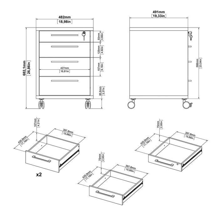Prima Mobile Cabinet in Oak