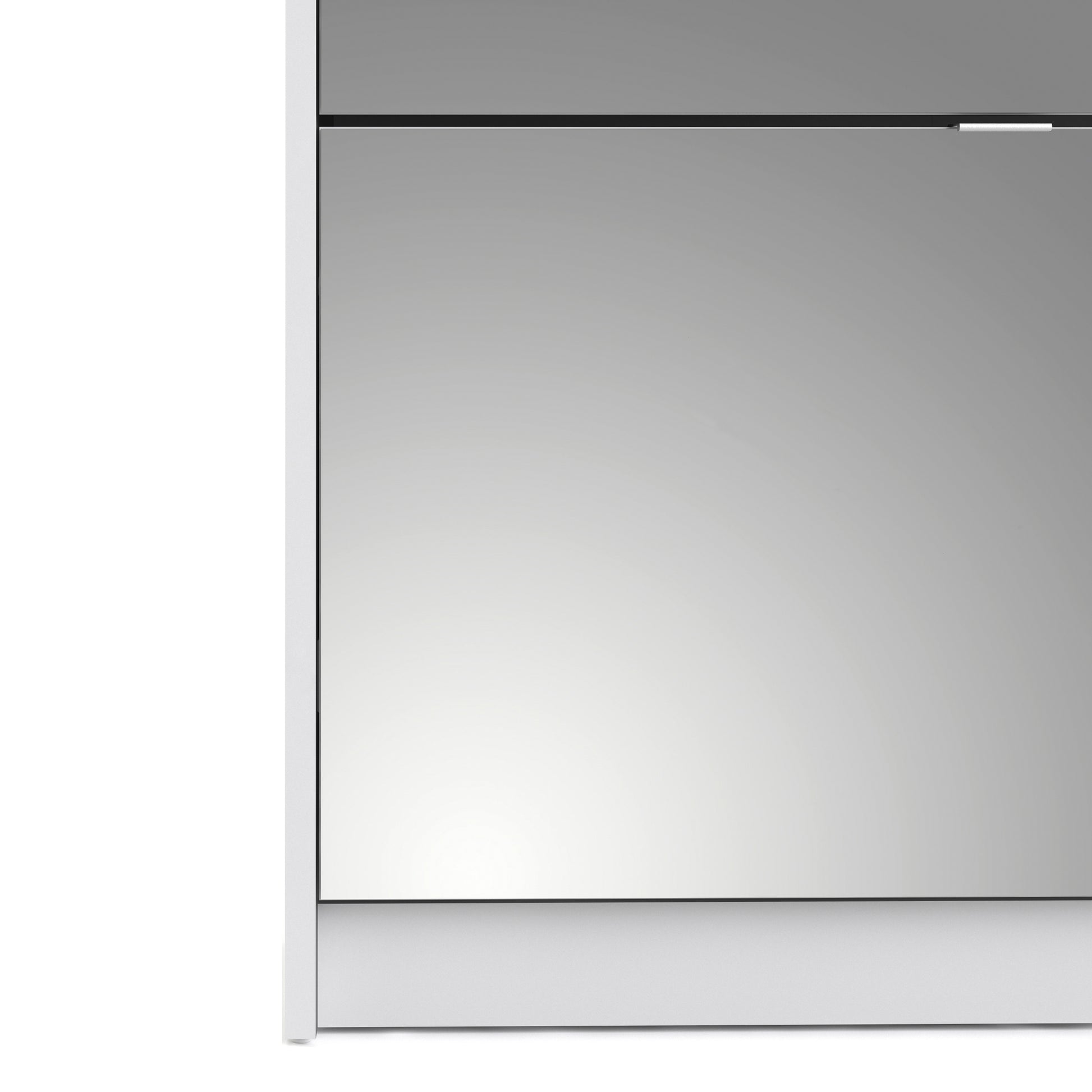 Shoes Shoe Cabinet 4 Flip Down Mirror Doors and 2 layers in White