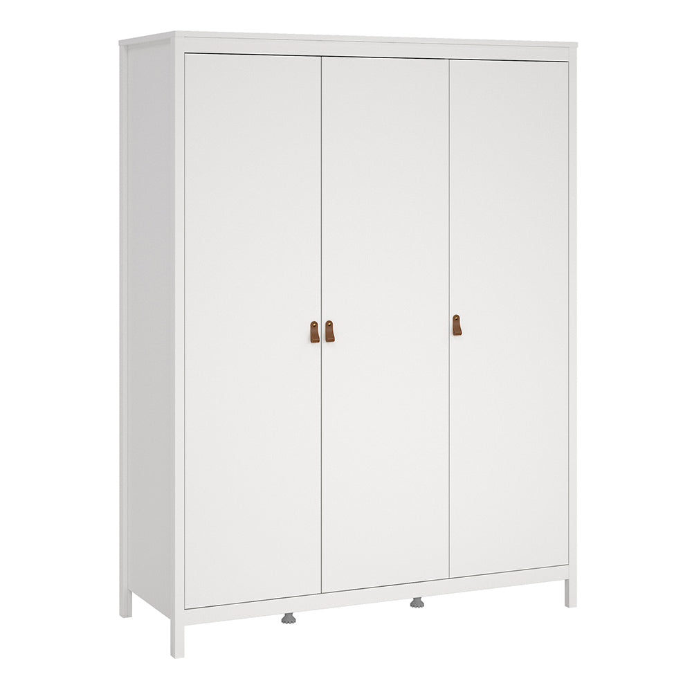Barcelona Package - Bedside Table 2 Drawers + Chest 5 Drawers + Wardrobe with 3 Doors in White