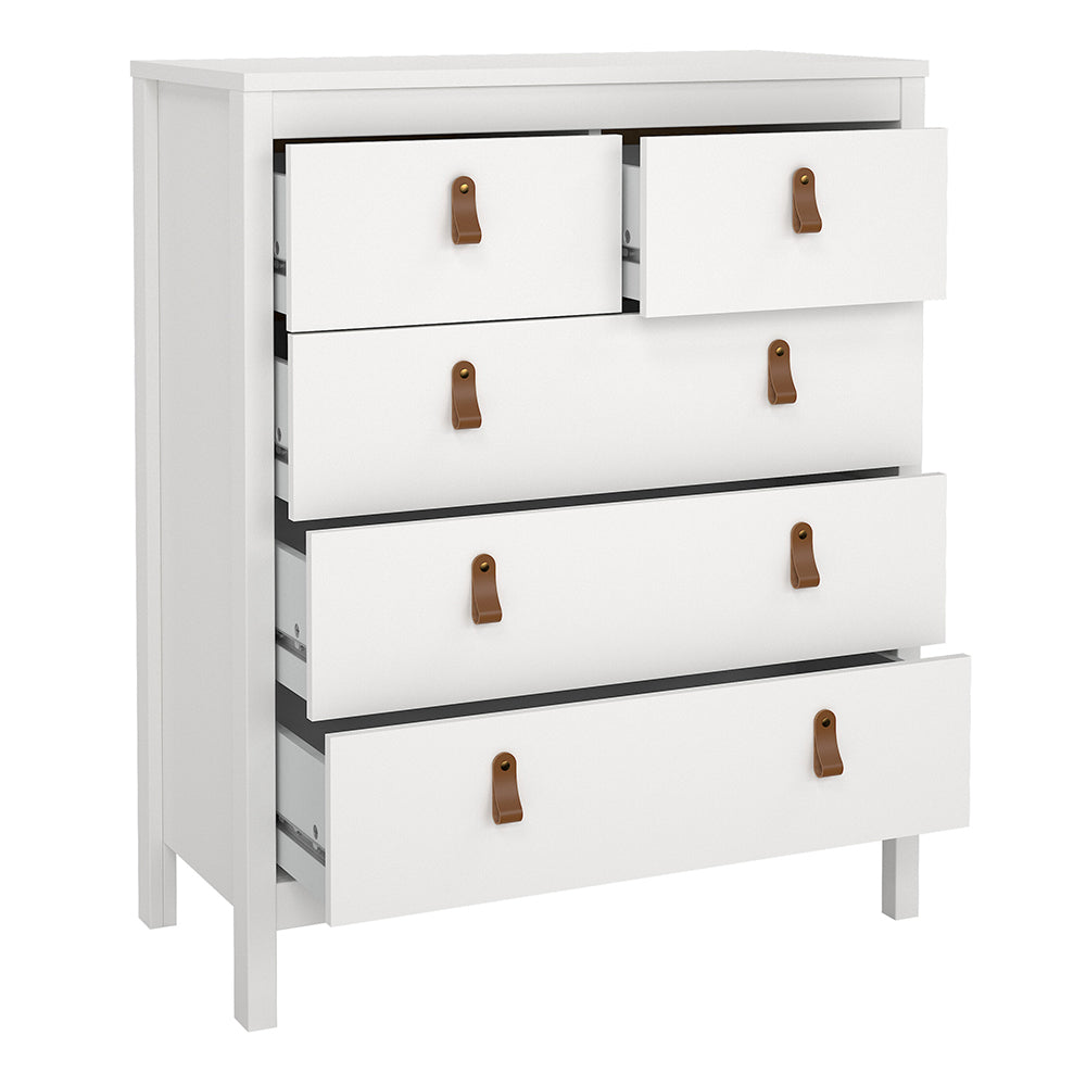 Barcelona Package - Bedside Table 2 Drawers + Chest 5 Drawers + Wardrobe with 3 Doors in White