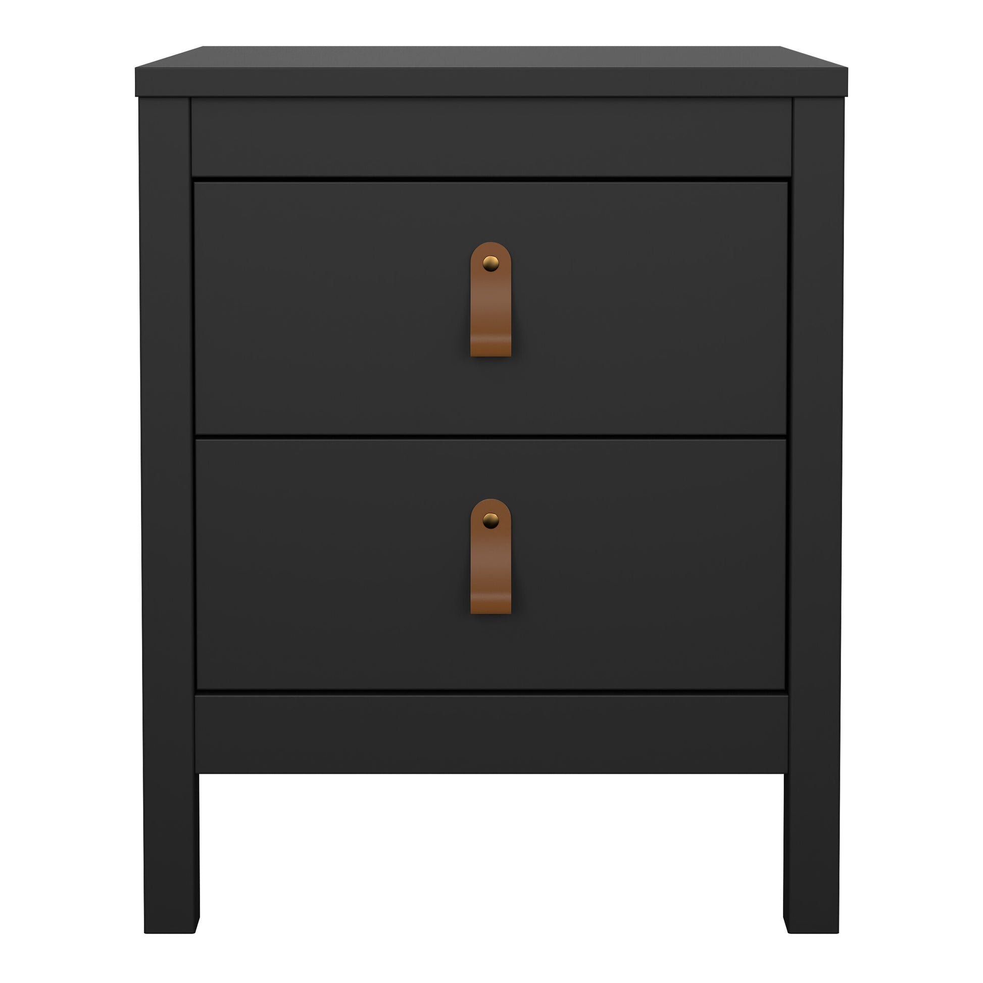 Barcelona Bedside Table 2 Drawers in Matt Black