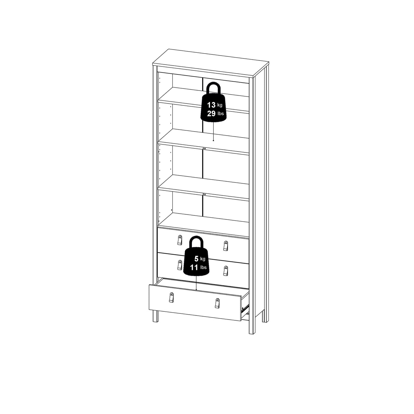 Barcelona China Cabinet 2 Doors with Glass + 3 Drawers in Jackson Hickory Oak