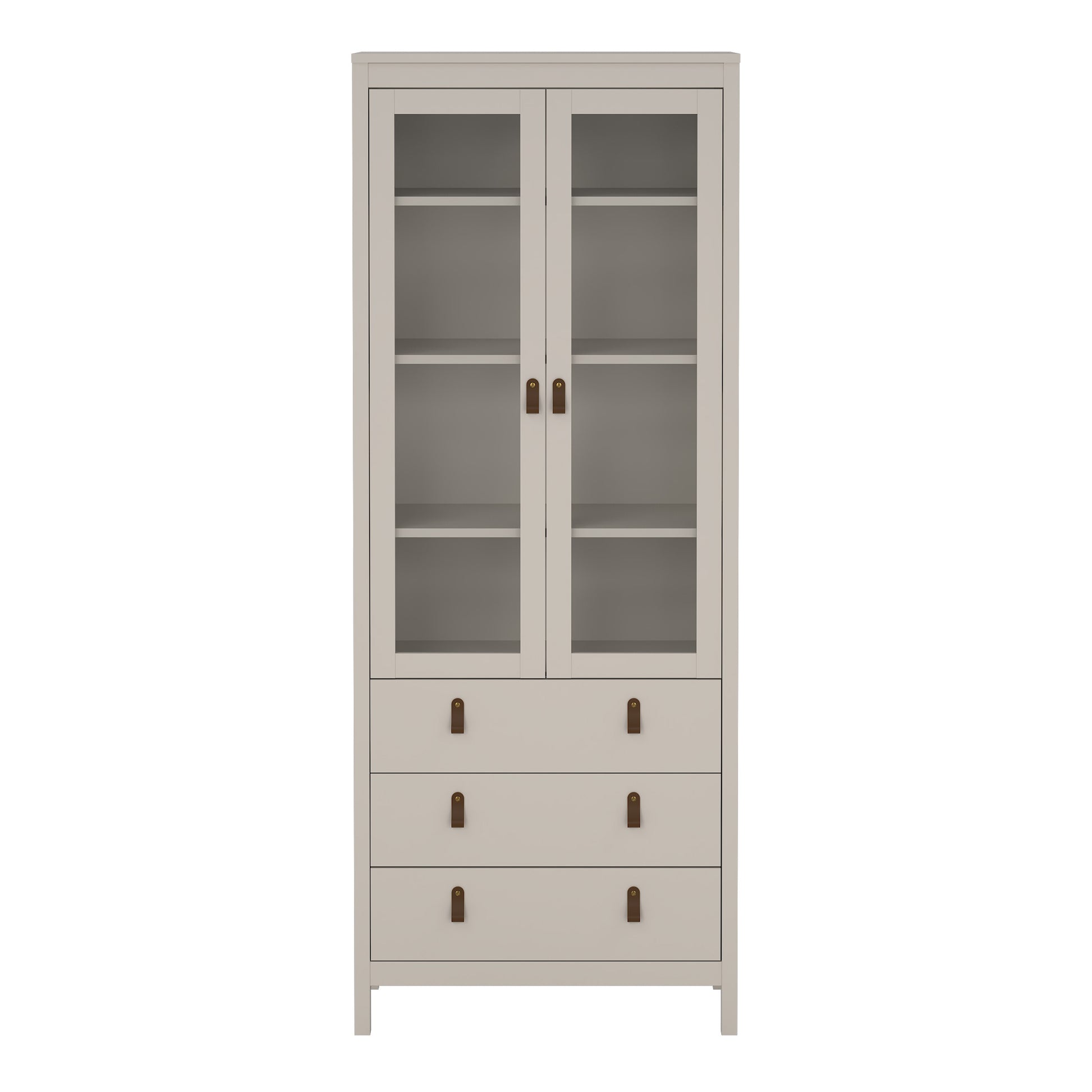 Barcelona China Cabinet 2 Glass Doors with 3 Drawers in Cashmere