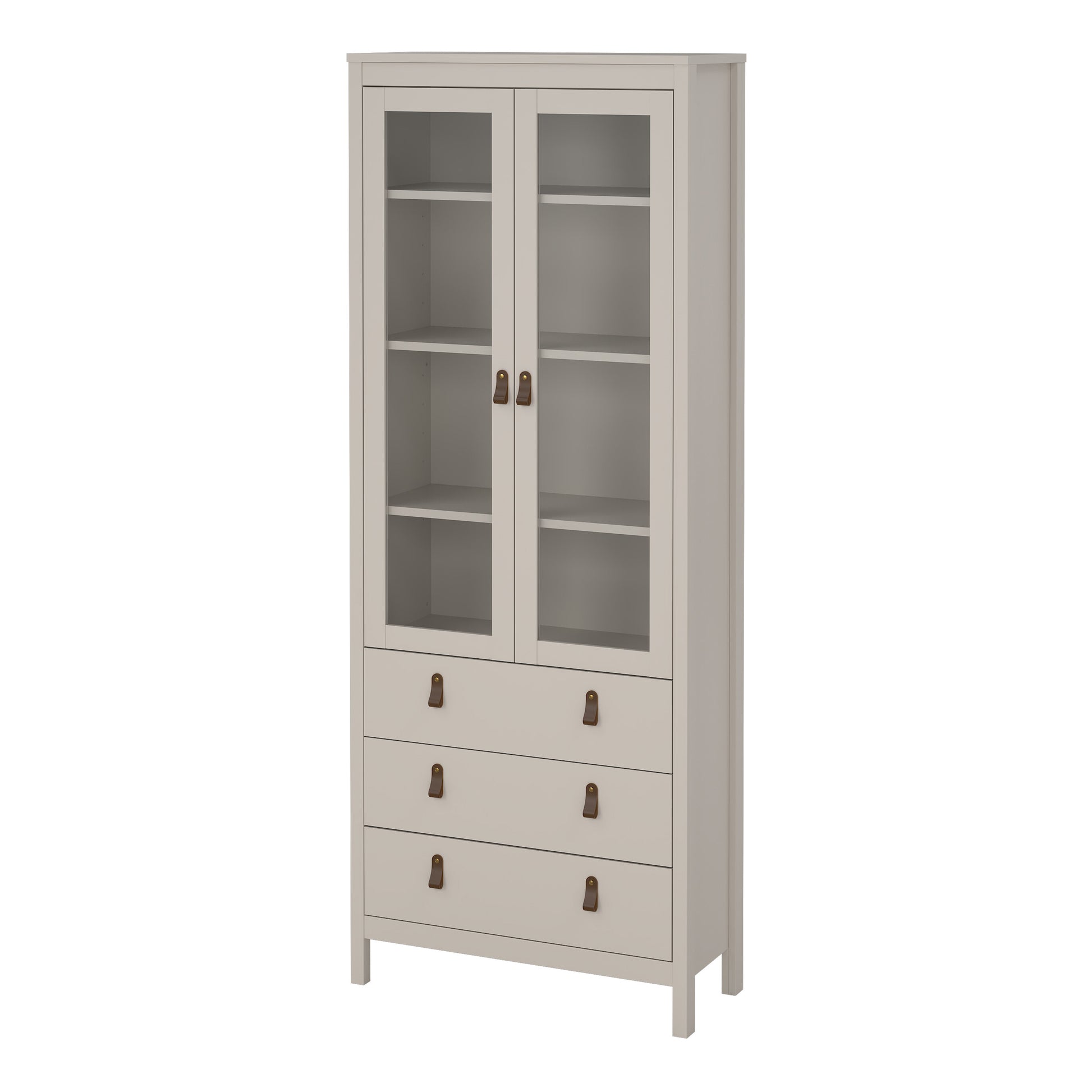 Barcelona China Cabinet 2 Glass Doors with 3 Drawers in Cashmere