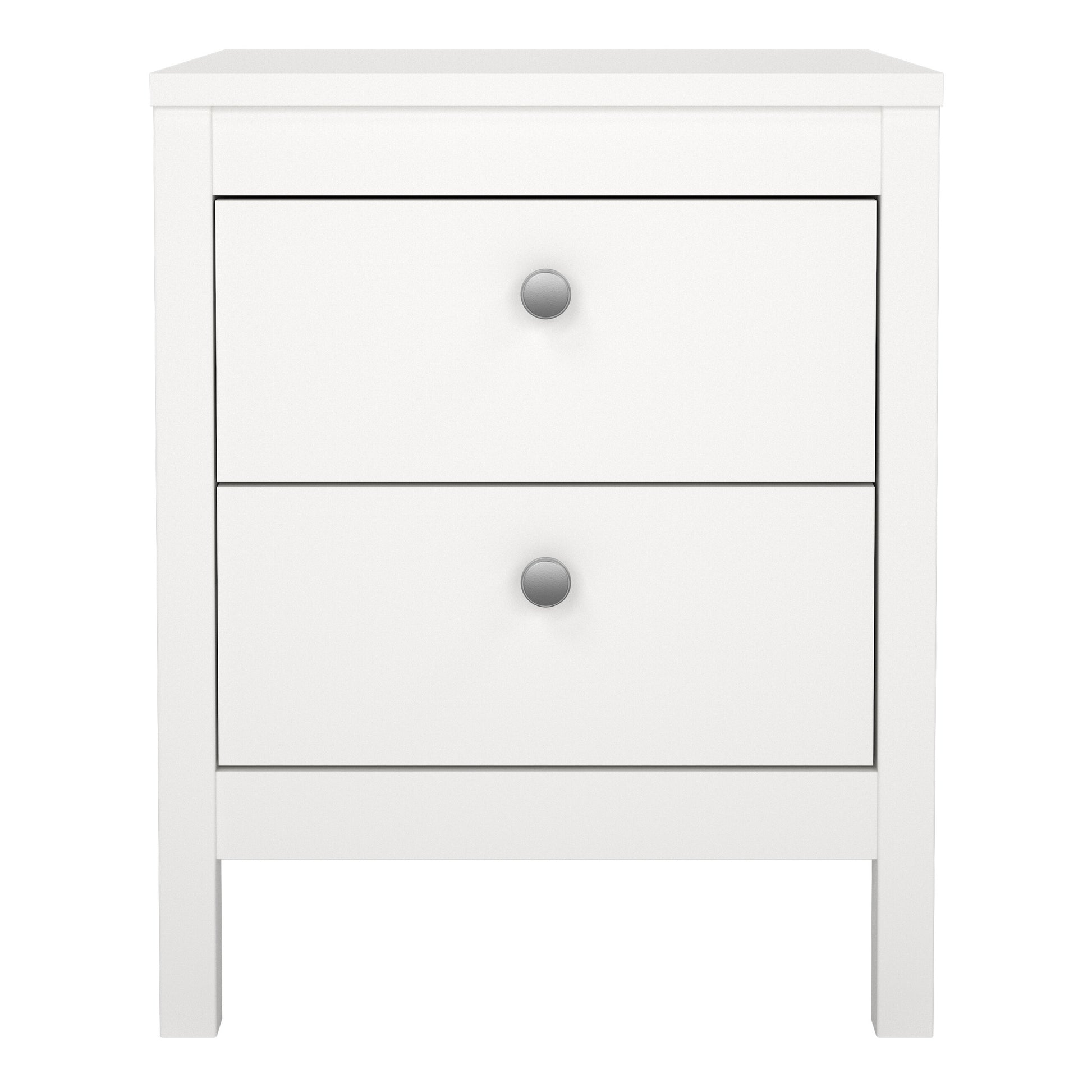 Madrid Bedside Table 2 Drawers in White