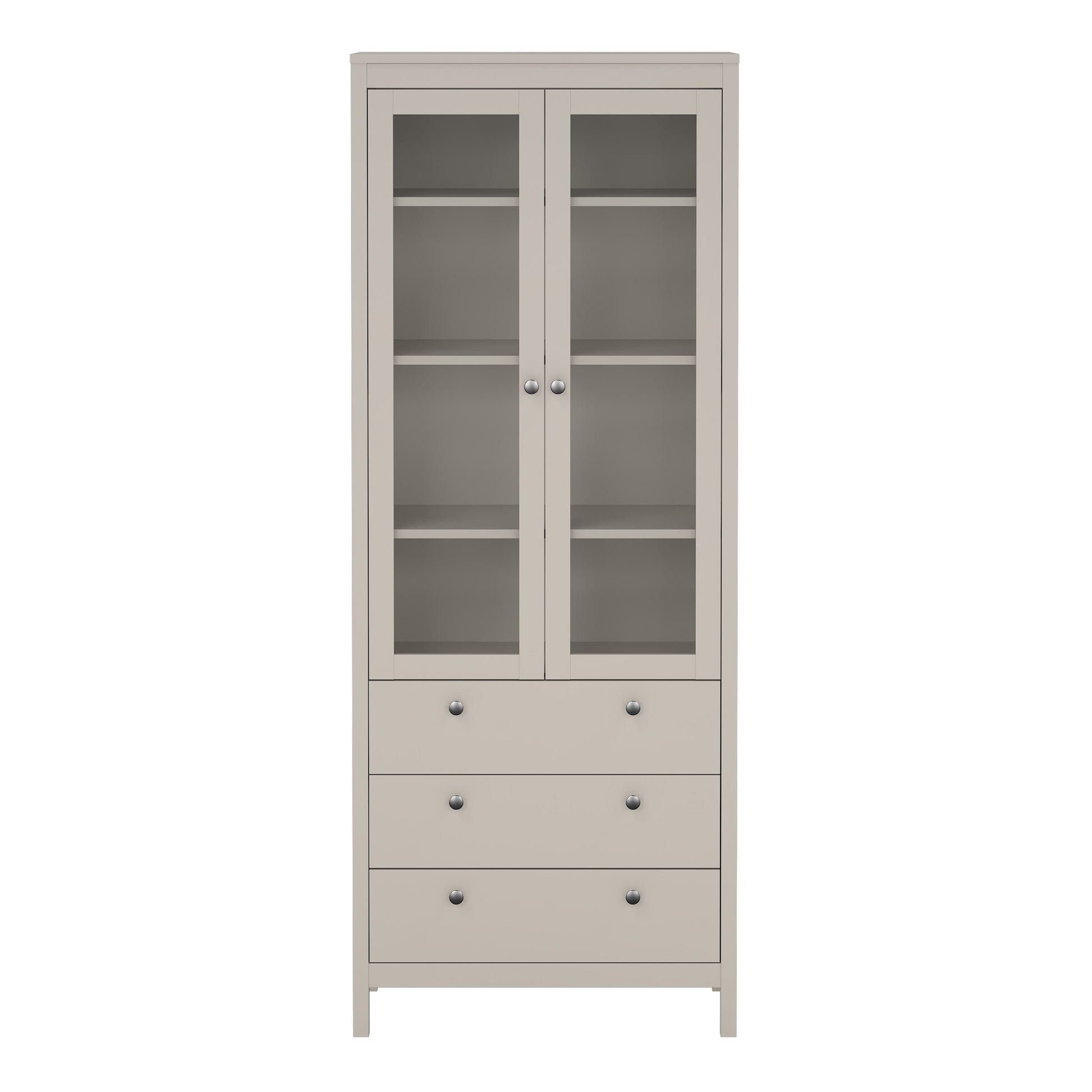 Madrid China Cabinet 2 Glass Doors with 3 Drawers in Cashmere