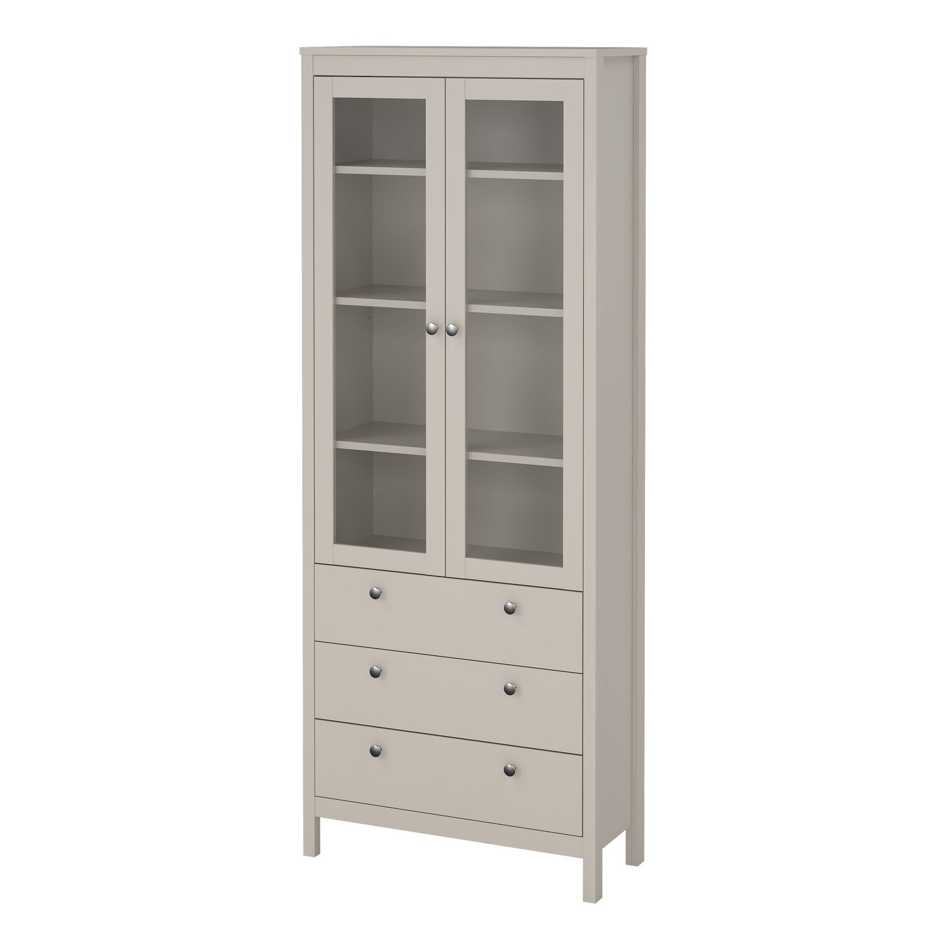 Madrid China Cabinet 2 Glass Doors with 3 Drawers in Cashmere