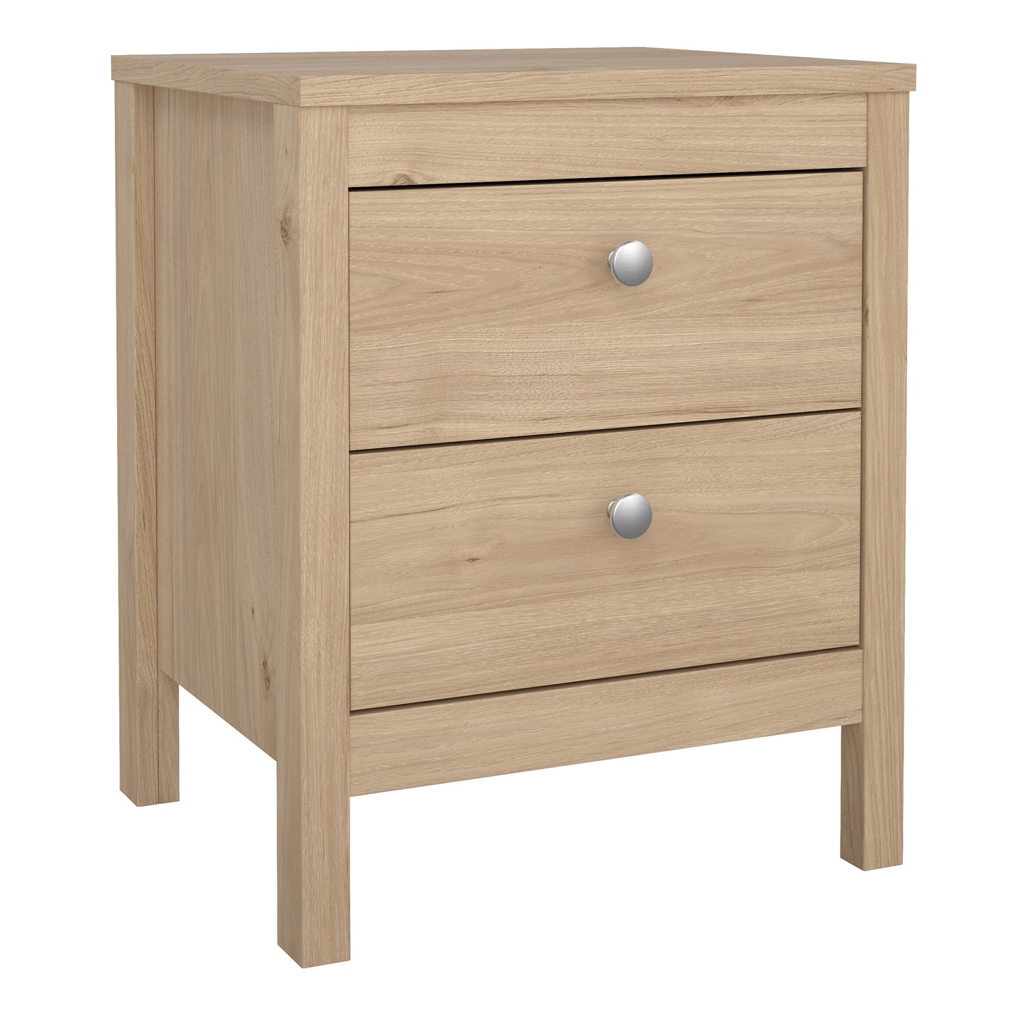 Madrid Package - Bedside Table 2 Drawers + Chest 5 Drawers + 3 Door Wardrobe in Jackson Hickory Oak