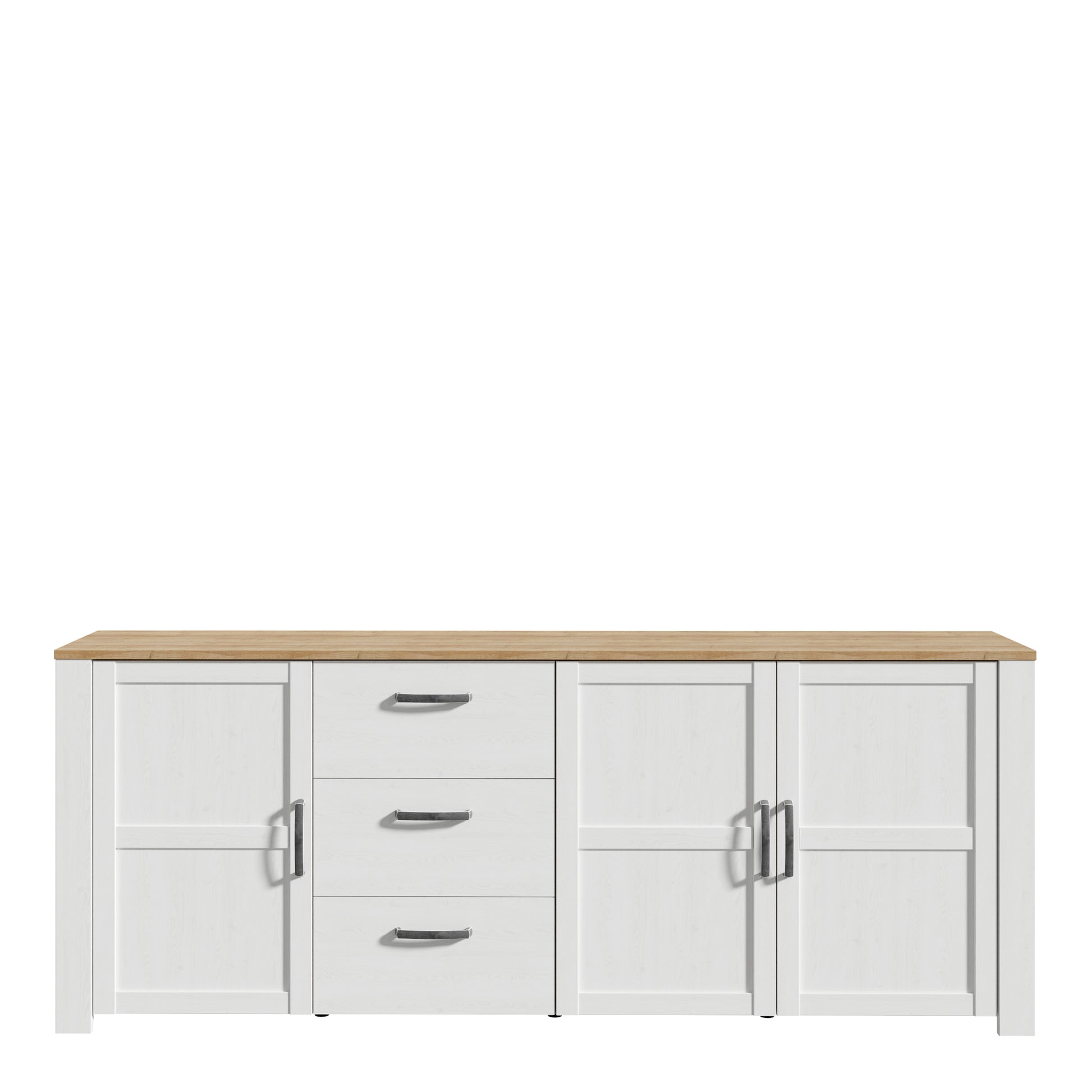 Bohol 3 Door 3 Drawer Large Sideboard in Riviera Oak/White