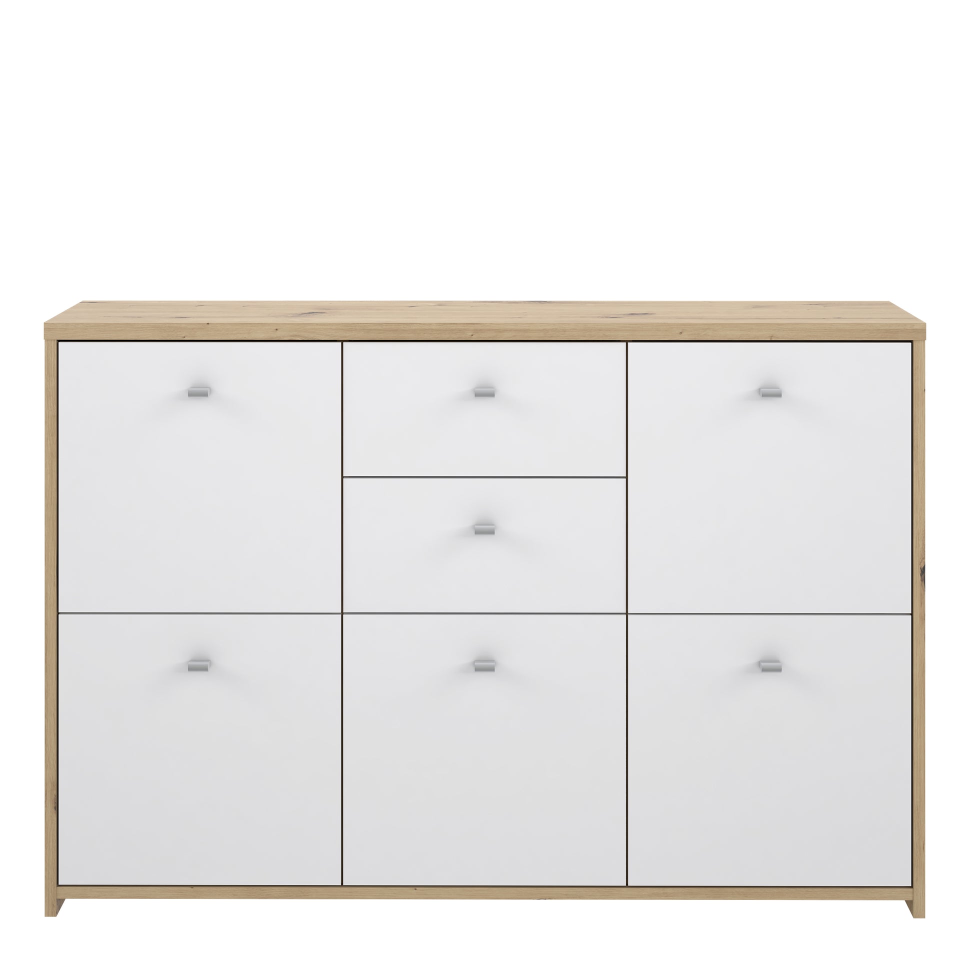Best Chest Storage Cabinet with 2 Drawers and 5 Doors in Artisan Oak/White