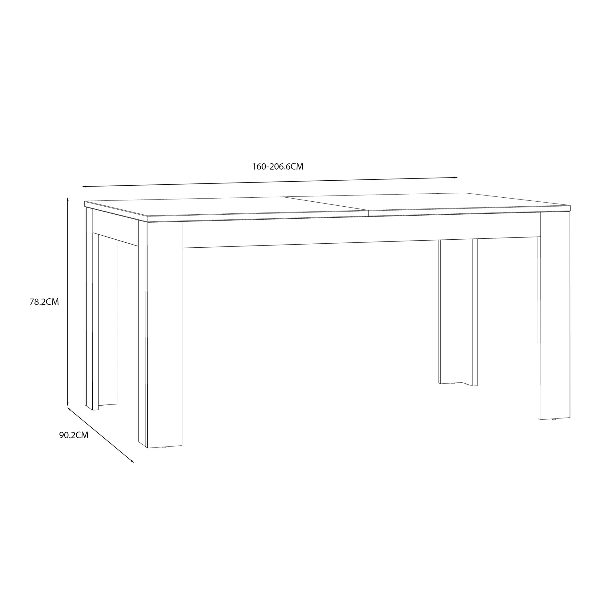 Bohol Extending Dining Table 160-207cm in Riviera Oak/White