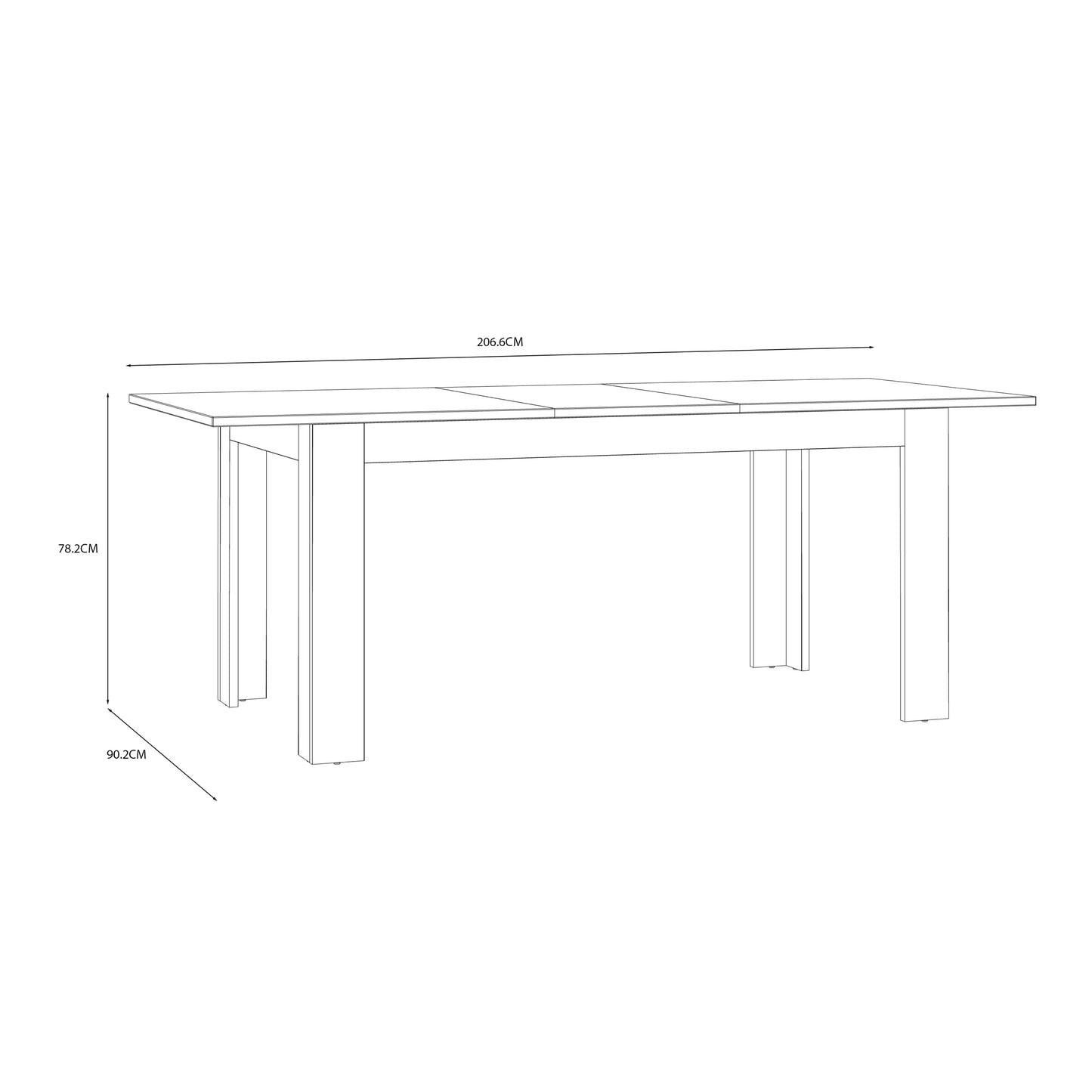 Bohol Extending Dining Table 160-207cm in Riviera Oak/White
