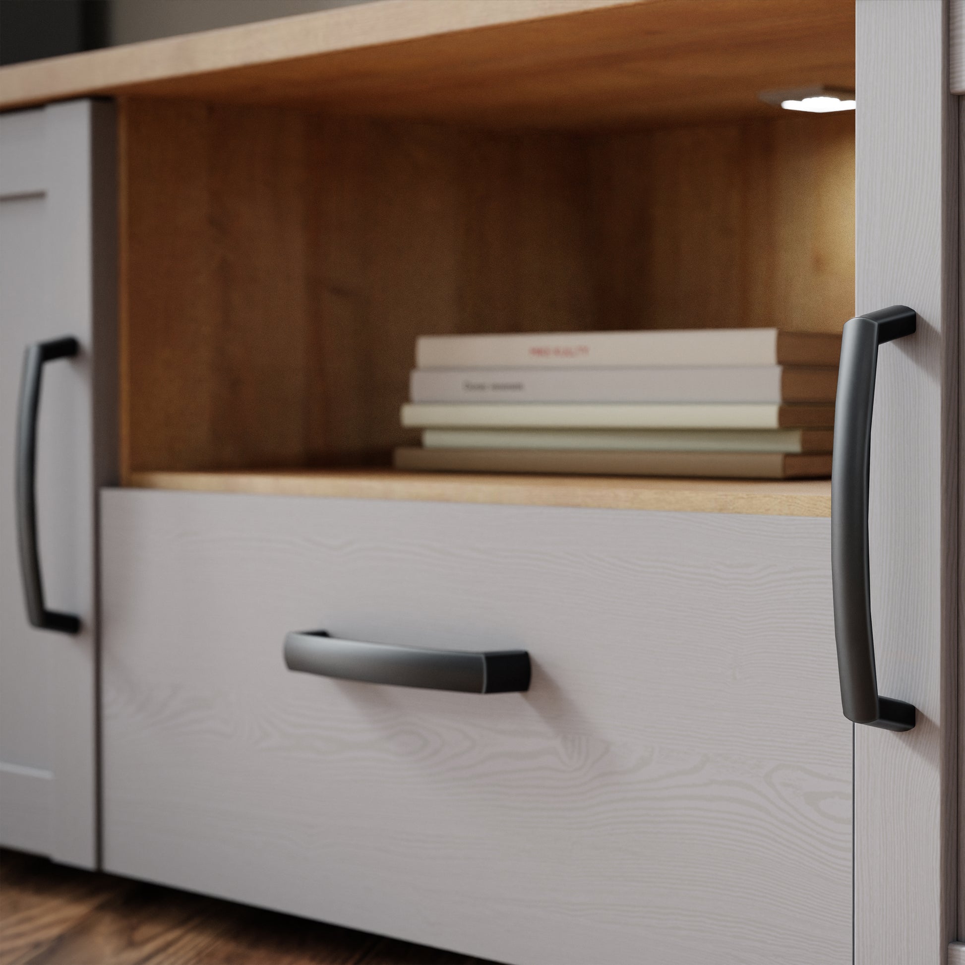 Bohol TV Unit Inc. LED Light in Riviera Oak/Grey Oak