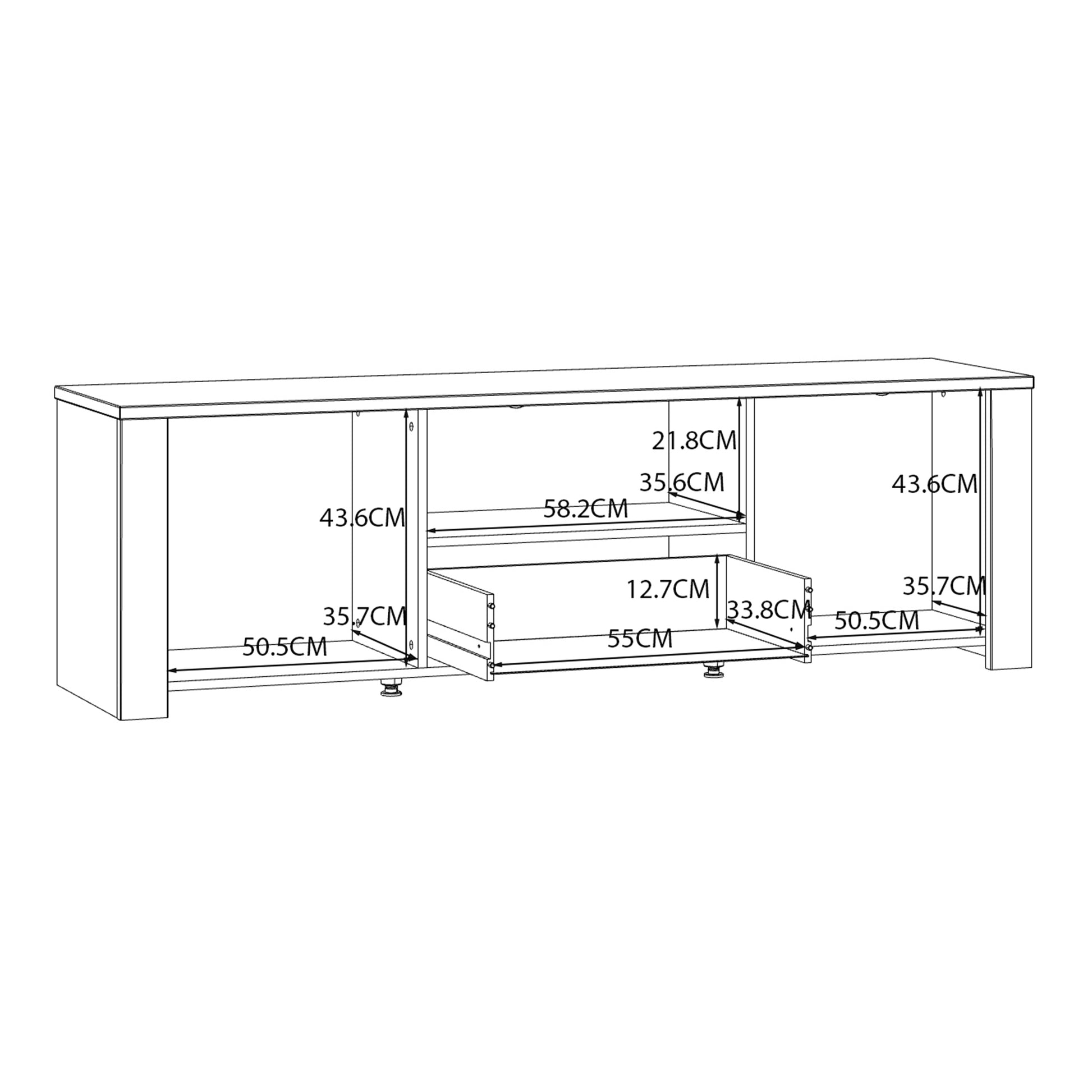 Bohol TV Unit inc. LED Light in Riviera Oak/White