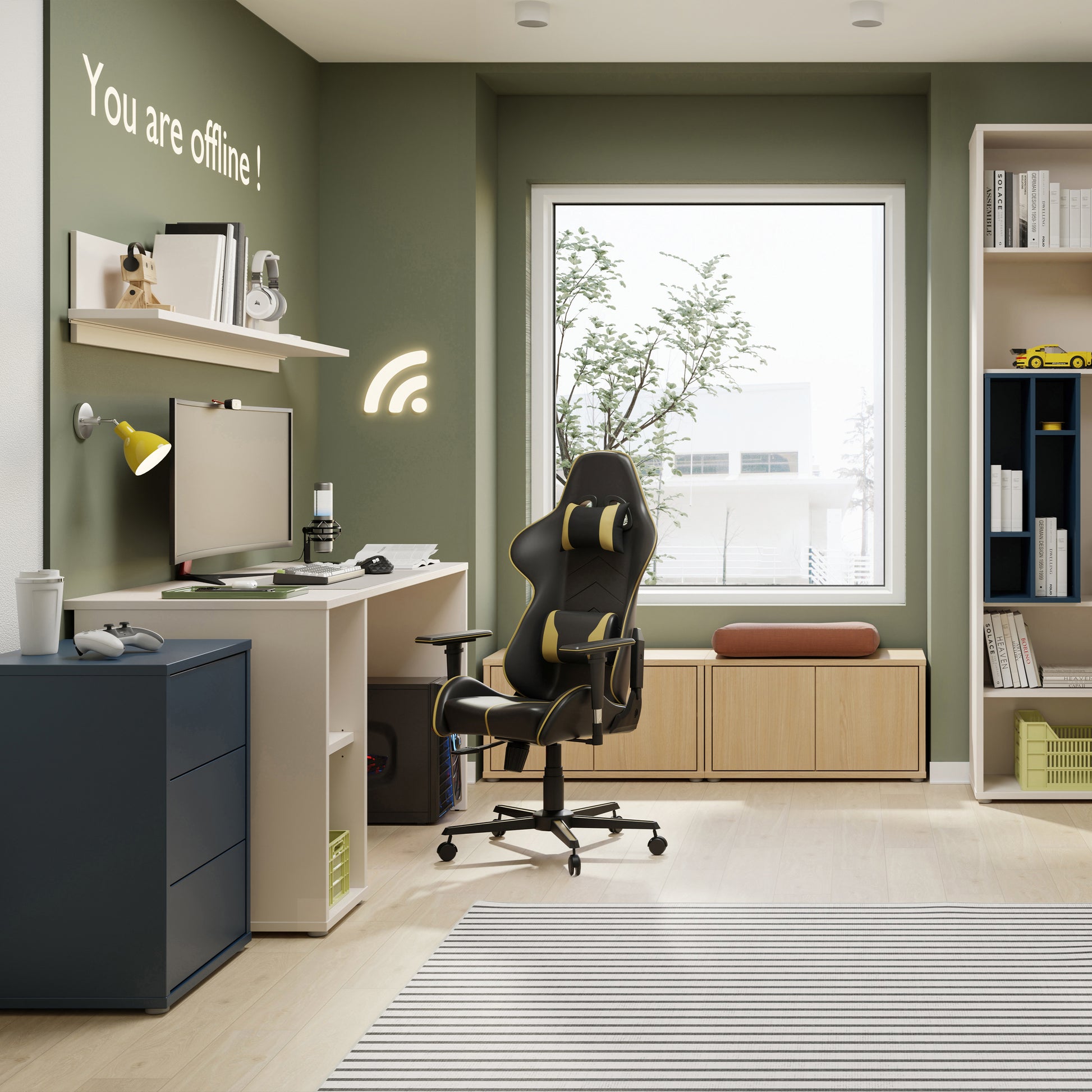 Alice Springs Desk with Open Shelf Storage in Sand