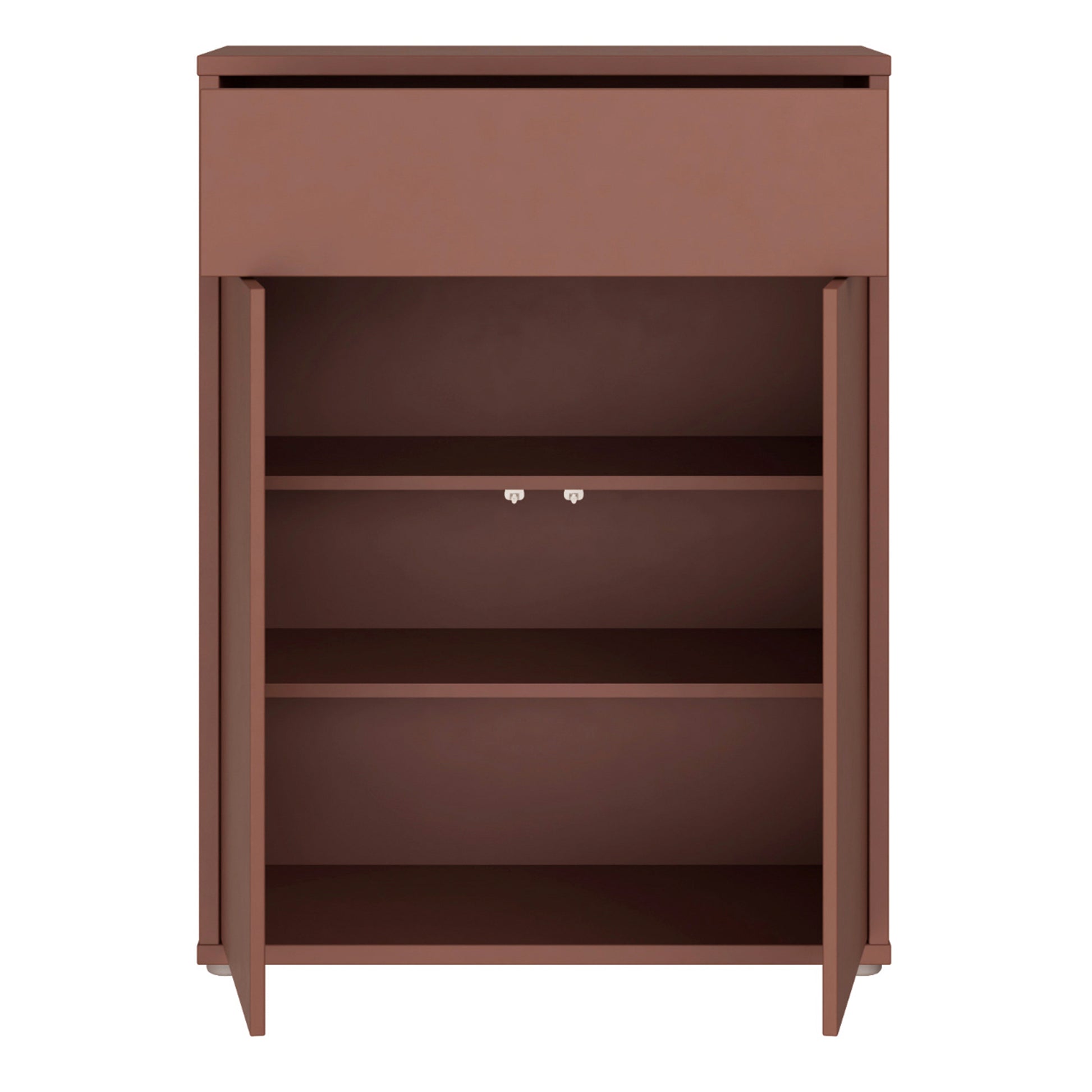 Alice Springs Compact Shoe Cabinet with 2 Doors Push-to-Open & 1 Drawer Push-to-Open in Terracotta