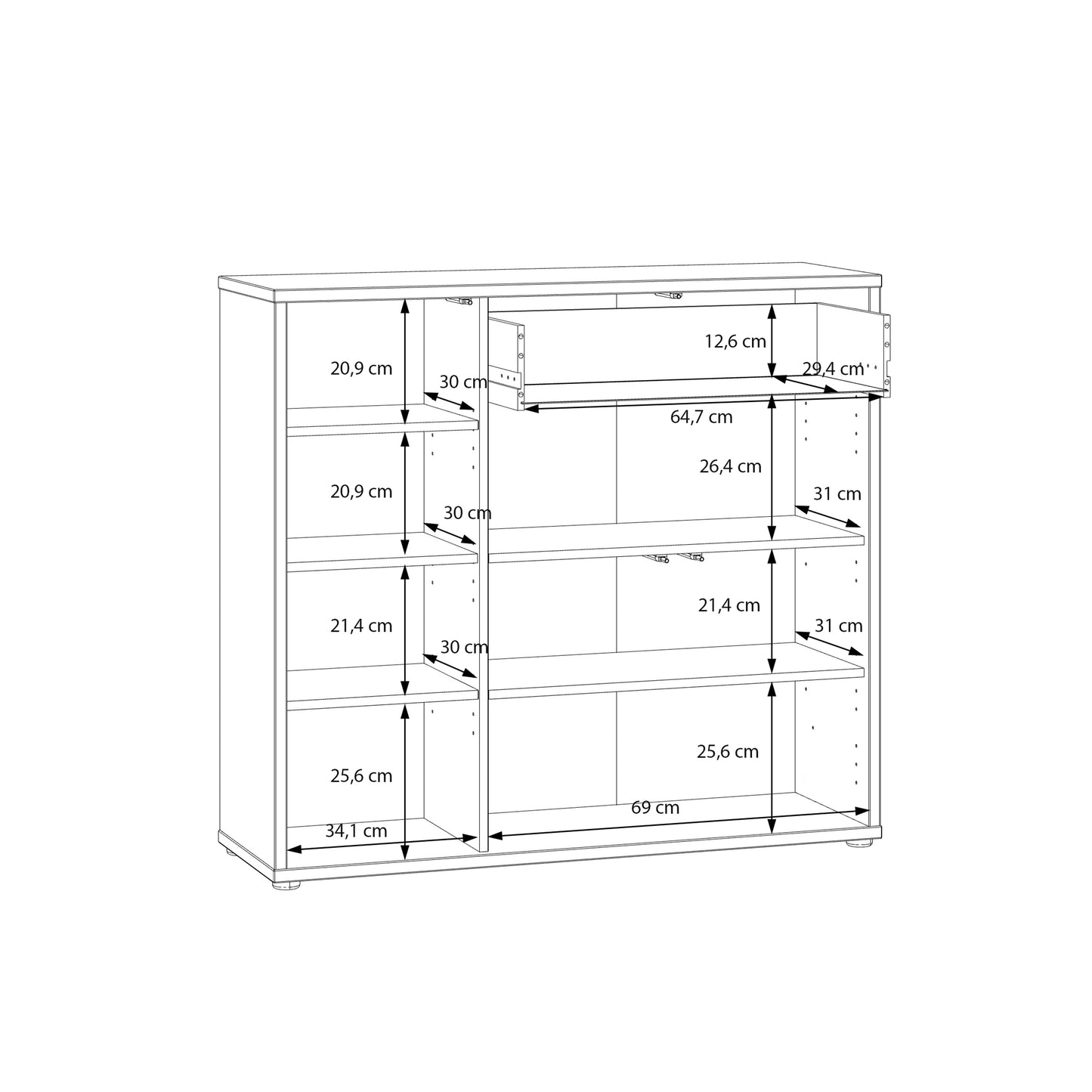 Alice Springs Shoe Cabinet with 3 Doors Push-to-Open & 1 Drawer Push-to-Open in Sand
