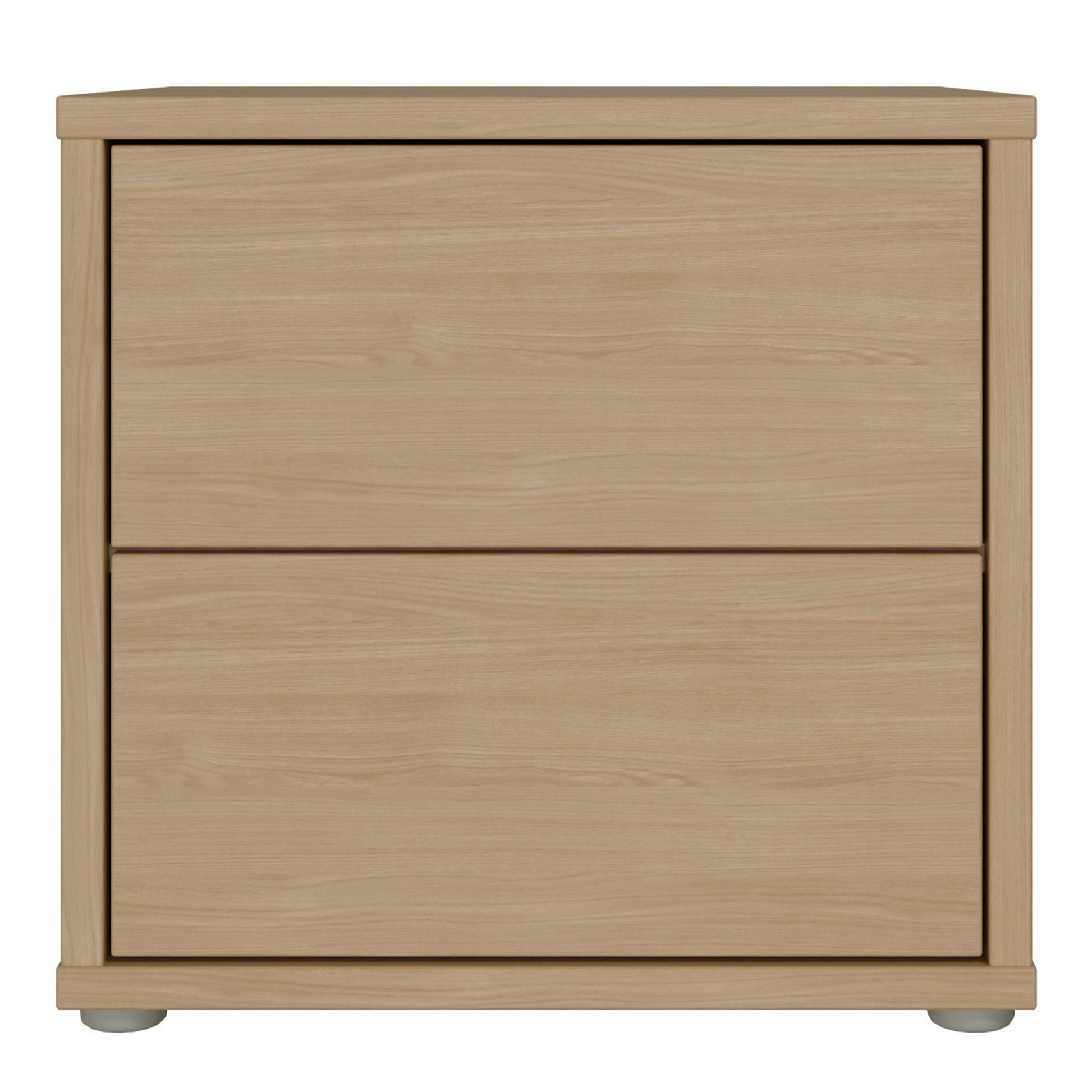 Alice Springs Low Bedside Cabinet with 2 Drawers Push-to-Open in Elegancia Oak