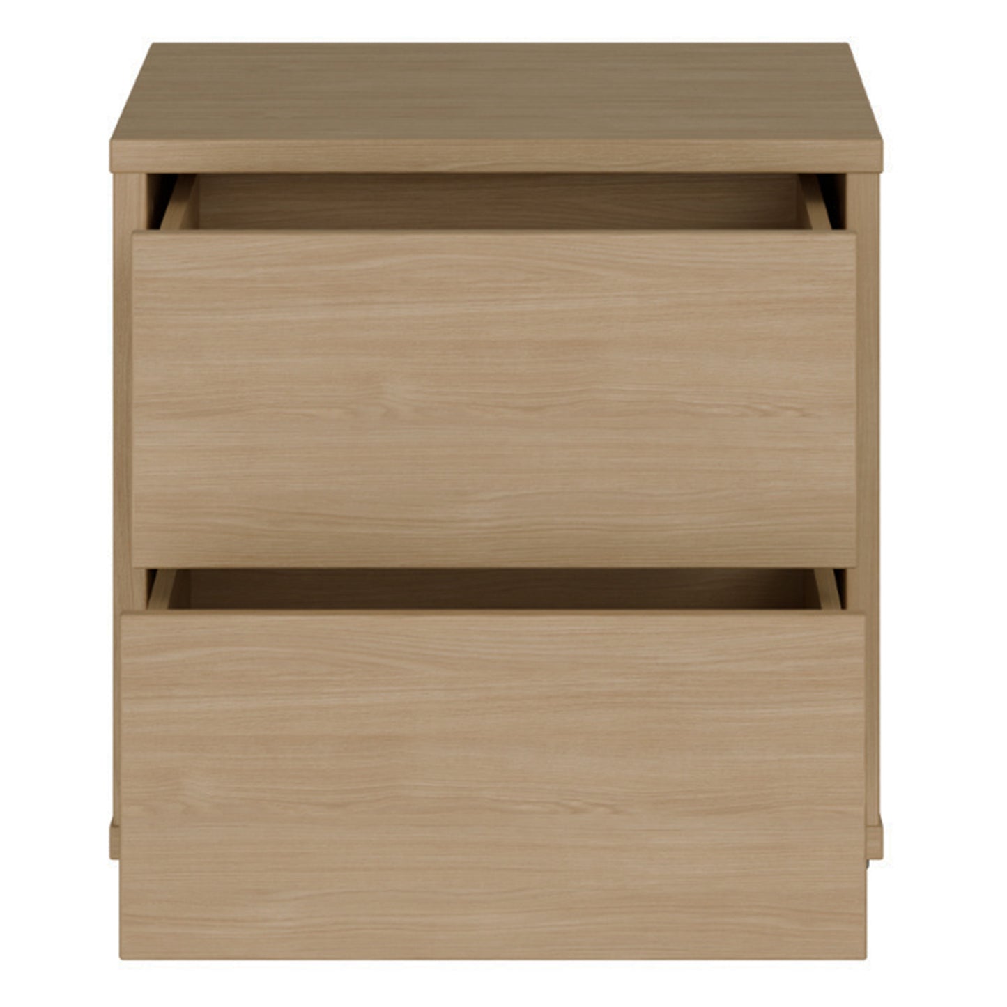 Alice Springs Low Bedside Cabinet with 2 Drawers Push-to-Open in Elegancia Oak