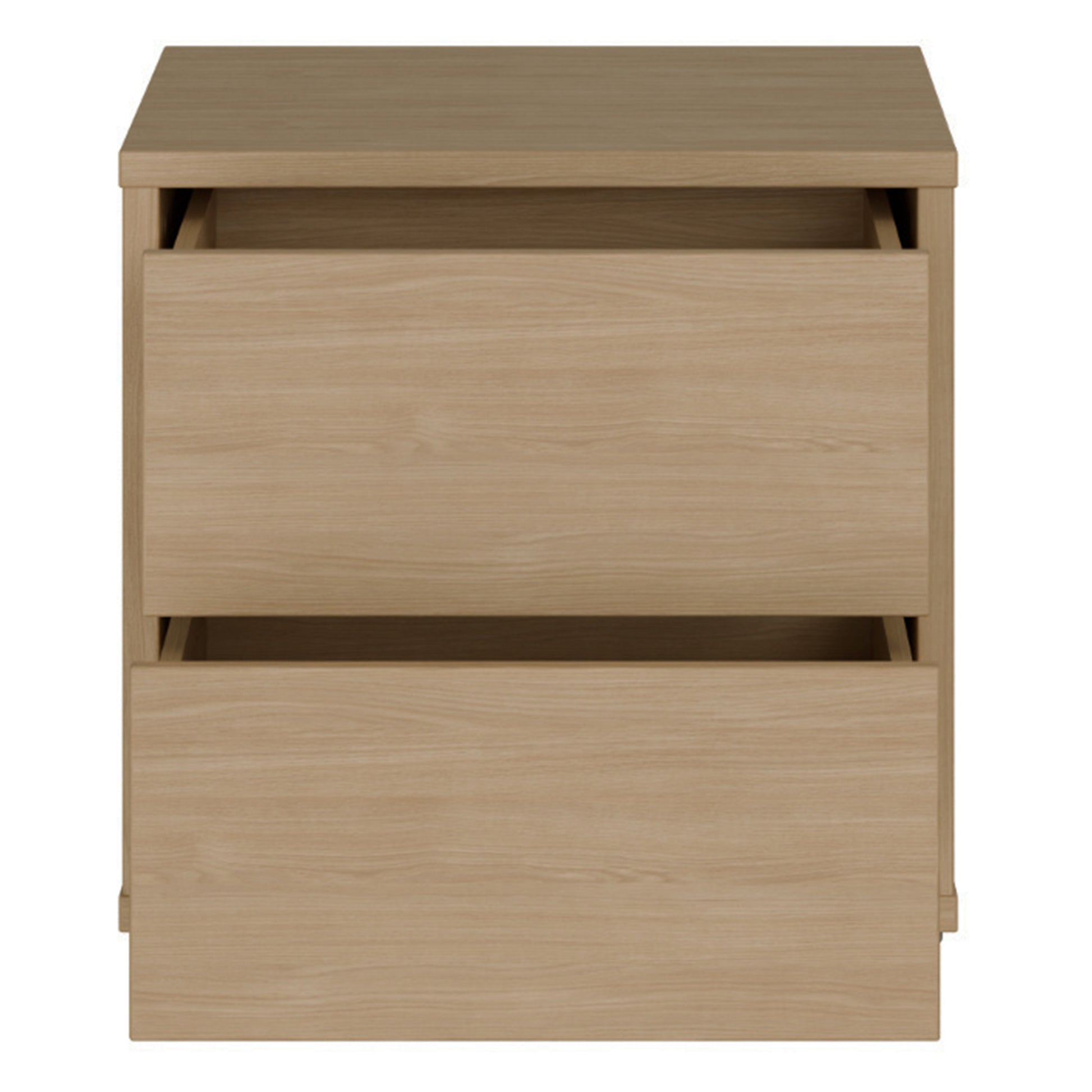 Alice Springs Low Bedside Cabinet with 2 Drawers Push-to-Open in Elegancia Oak
