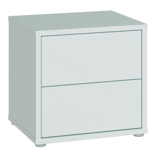 Alice Springs Low Bedside Cabinet with 2 Drawers Push-to-Open in Light Grey