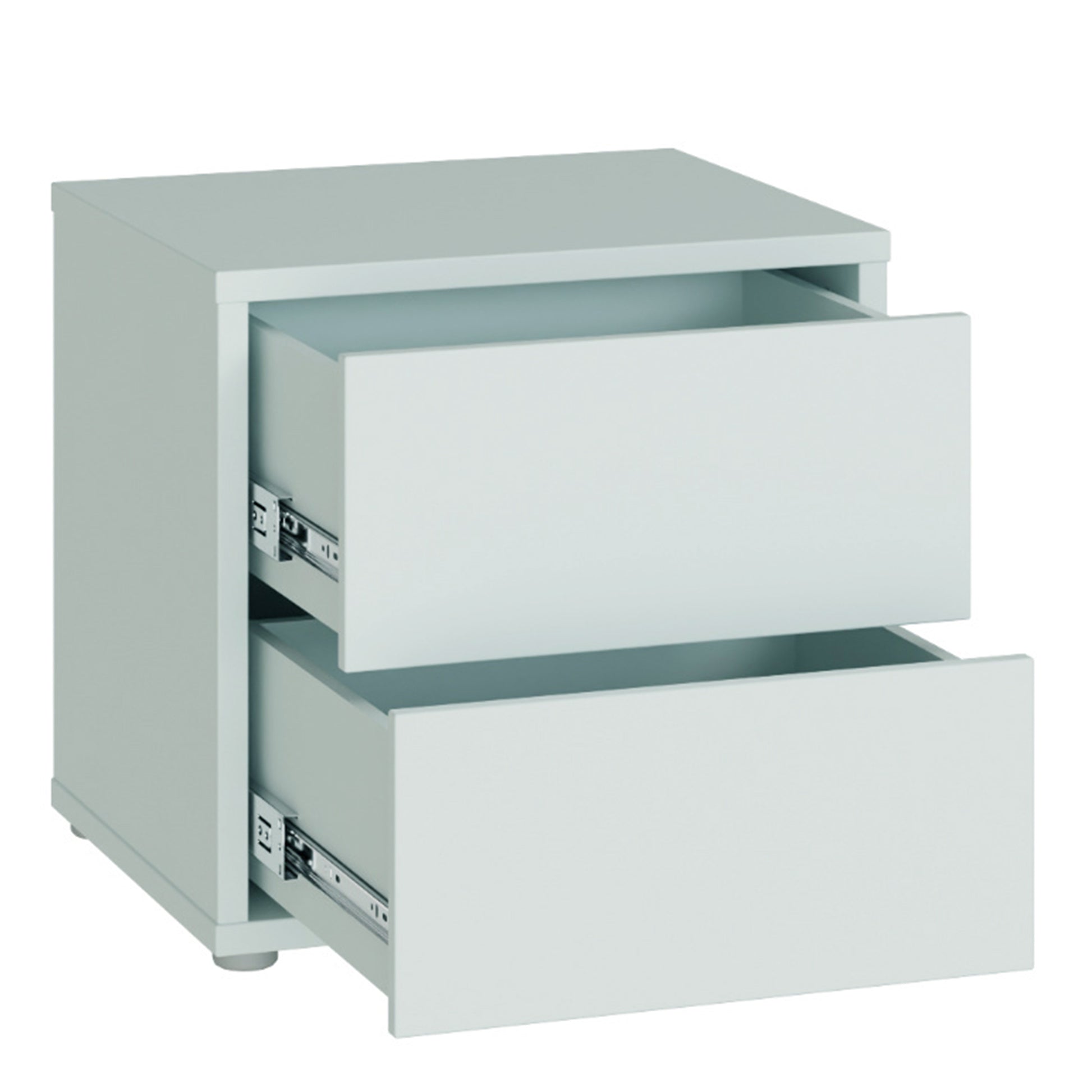 Alice Springs Low Bedside Cabinet with 2 Drawers Push-to-Open in Light Grey
