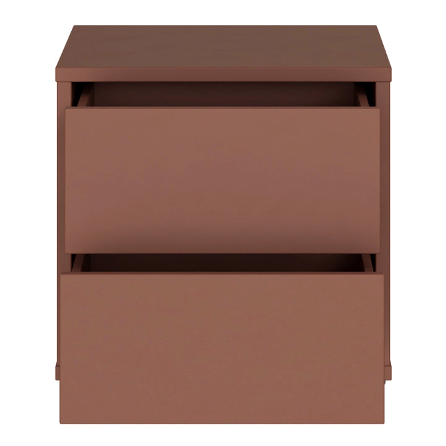 Alice Springs Low Bedside Cabinet with 2 Drawers Push-to-Open in Terracotta