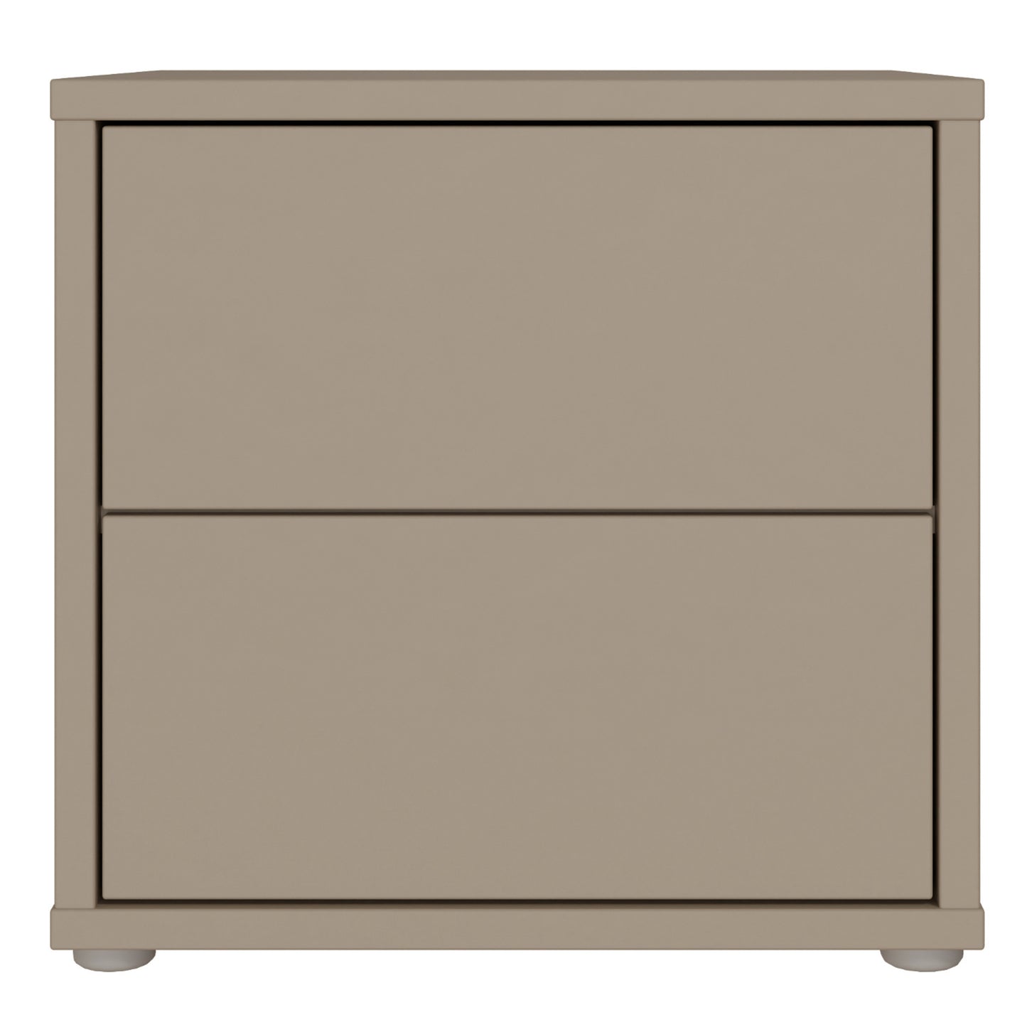 Alice Springs Low Bedside Cabinet with 2 Drawers Push-to-Open in Taupe