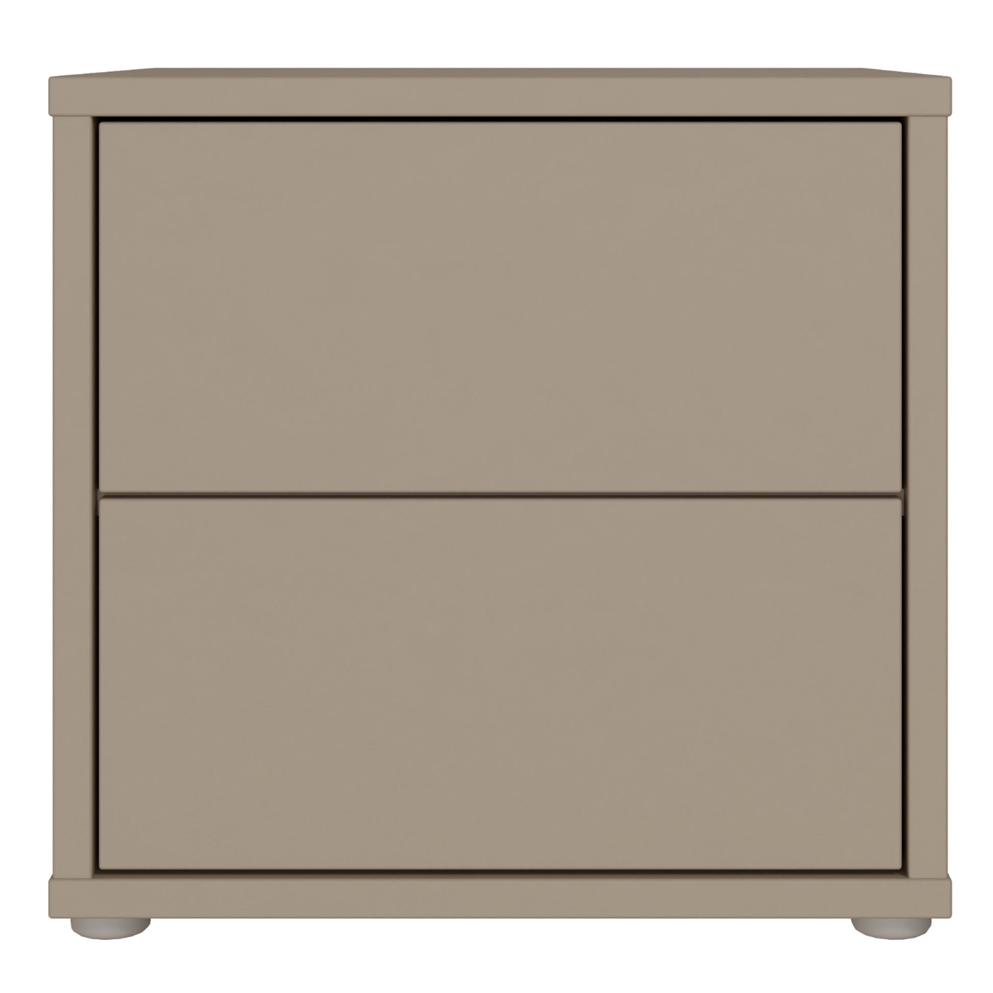 Alice Springs Low Bedside Cabinet with 2 Drawers Push-to-Open in Taupe