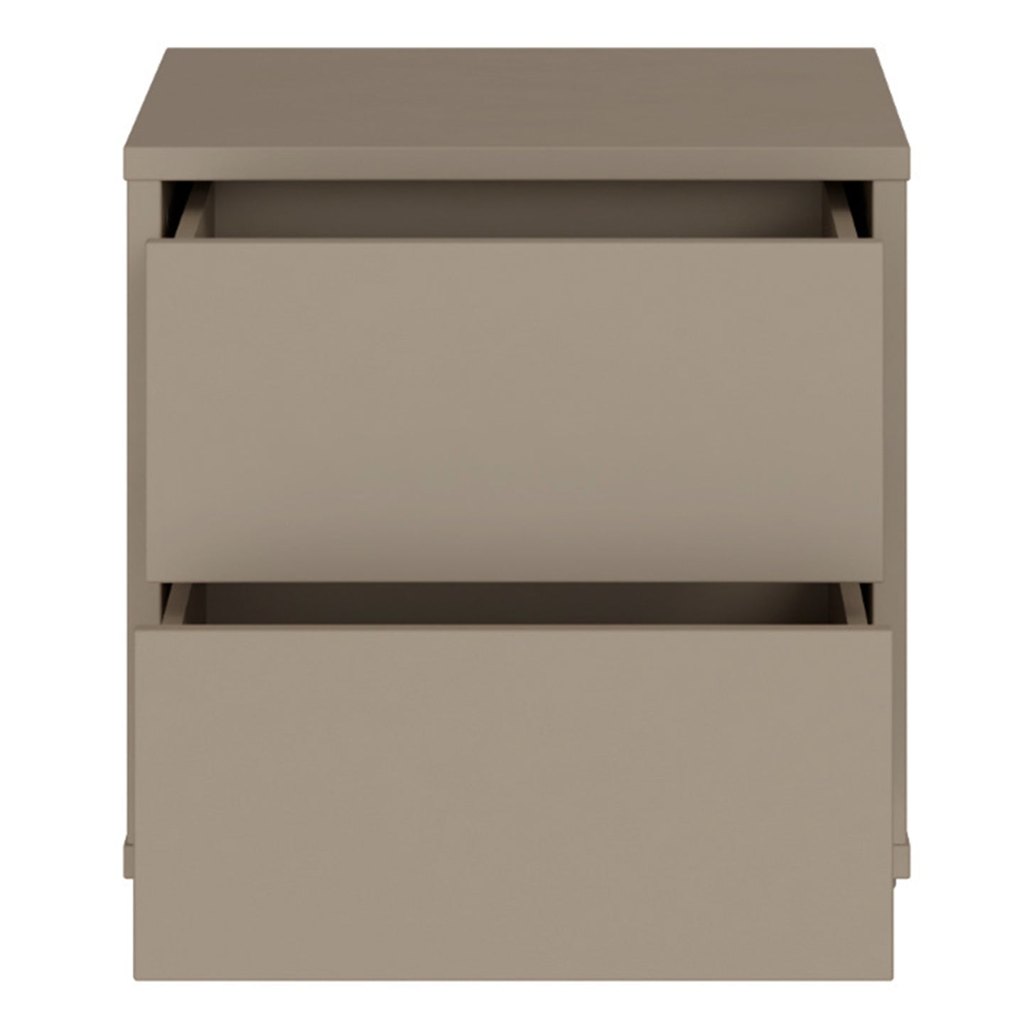 Alice Springs Low Bedside Cabinet with 2 Drawers Push-to-Open in Taupe