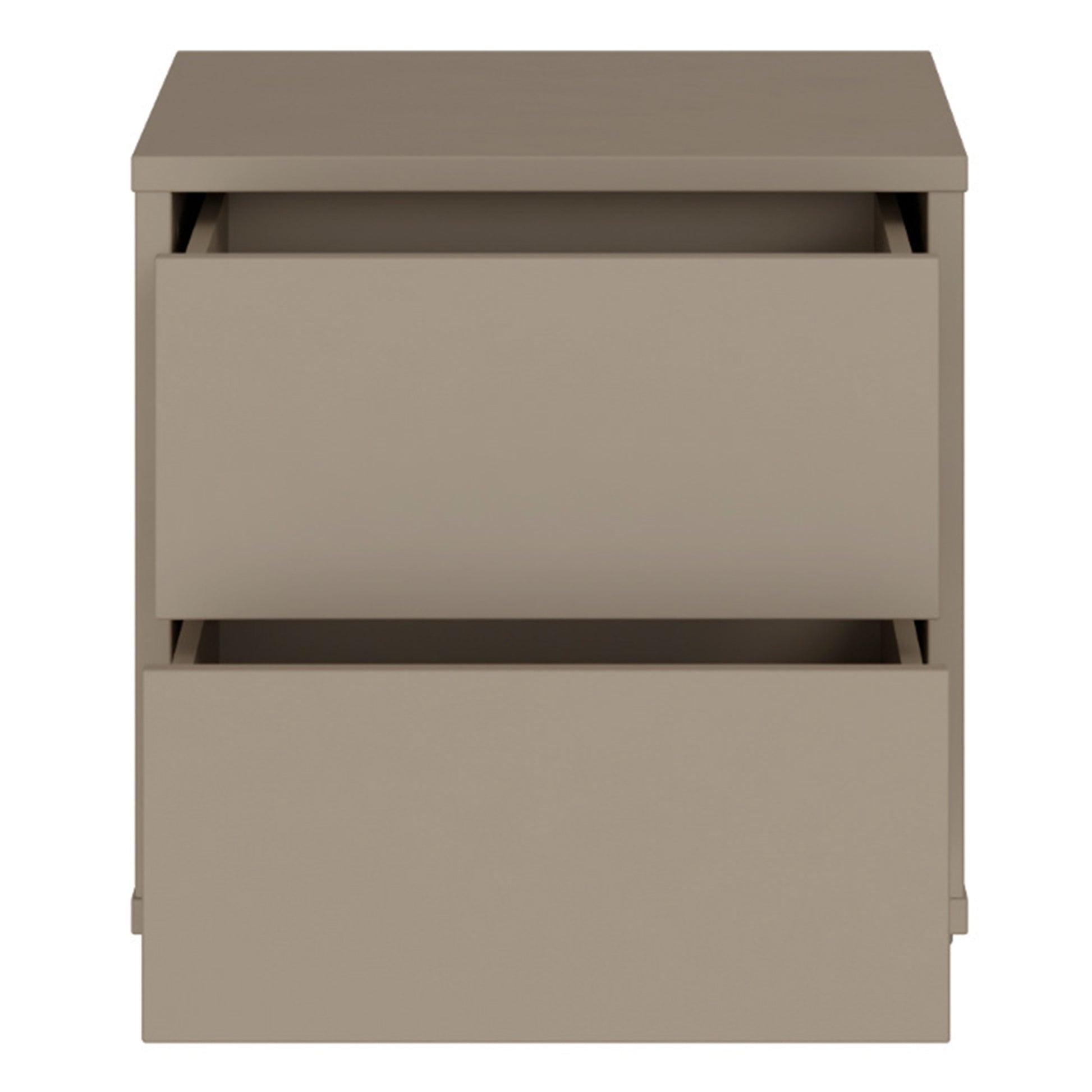 Alice Springs Low Bedside Cabinet with 2 Drawers Push-to-Open in Taupe