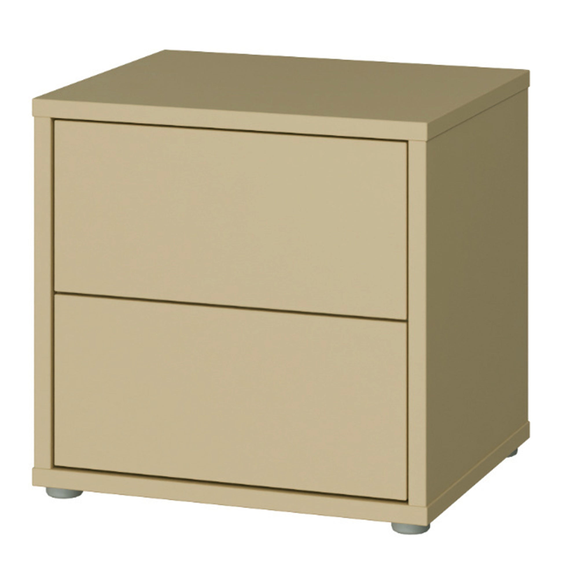 Alice Springs Low Bedside Cabinet with 2 Drawers Push-to-Open in Butter Yellow