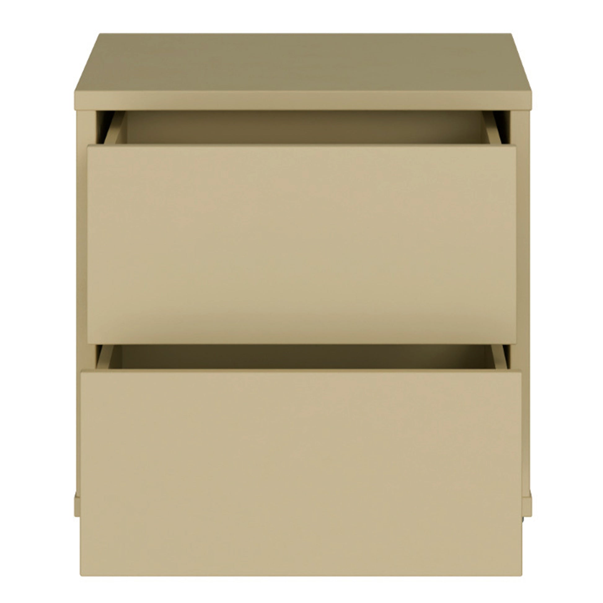 Alice Springs Low Bedside Cabinet with 2 Drawers Push-to-Open in Butter Yellow