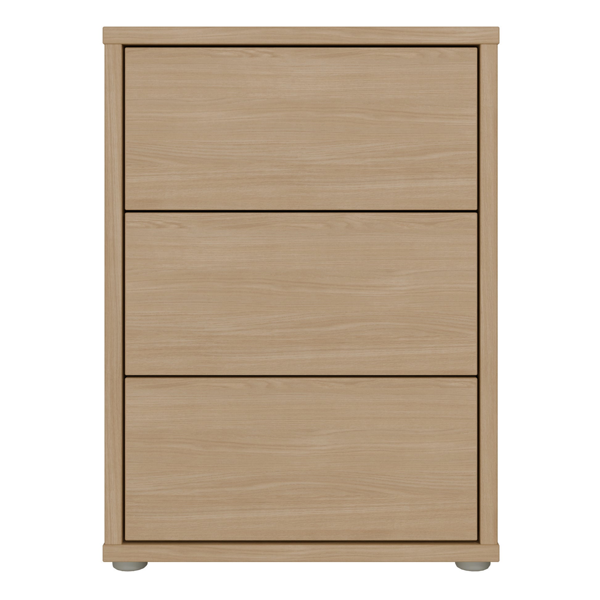 Alice Springs Bedside Cabinet with 3 Drawers Push-to-Open in Elegancia Oak
