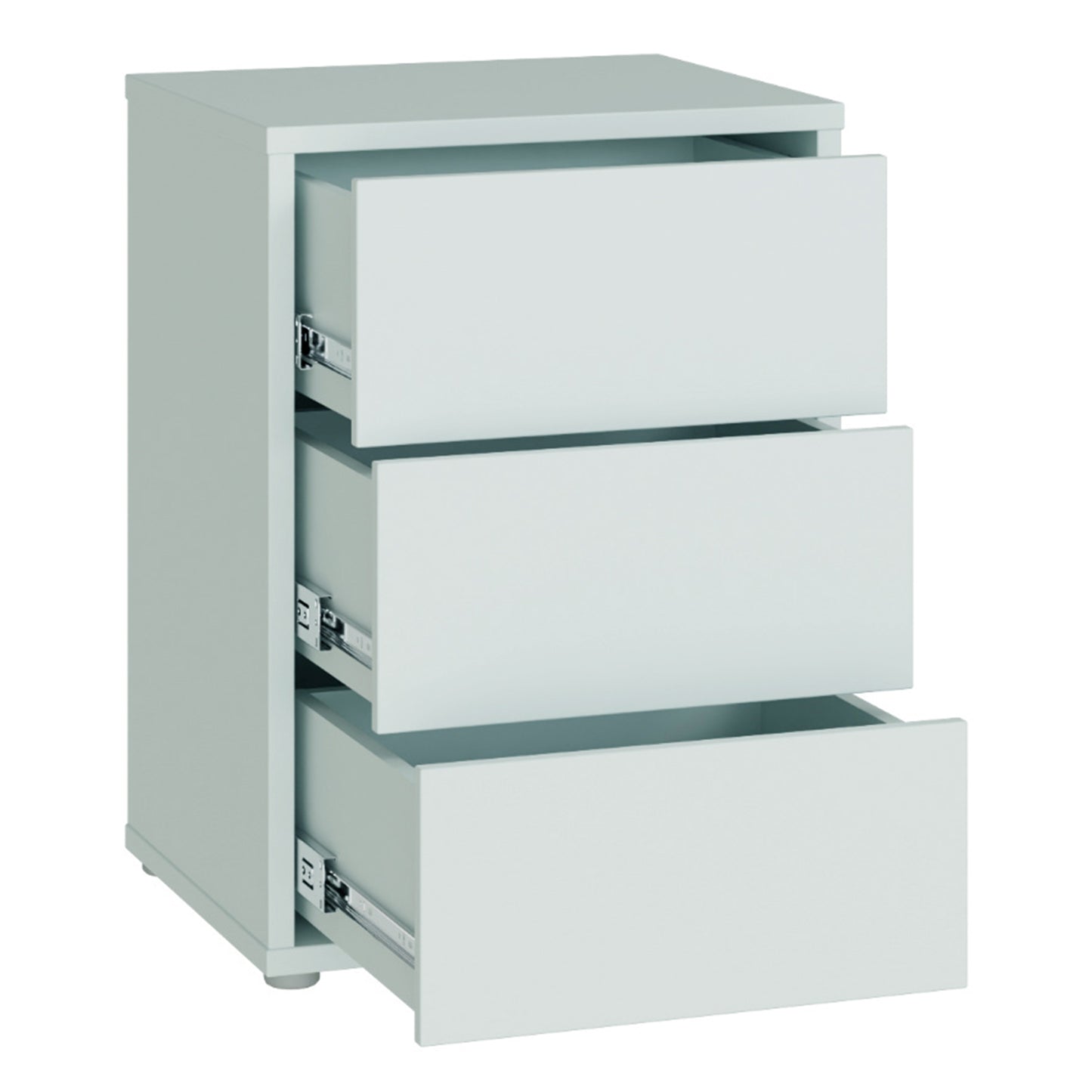 Alice Springs Bedside Cabinet with 3 Drawers Push-to-Open in Light Grey