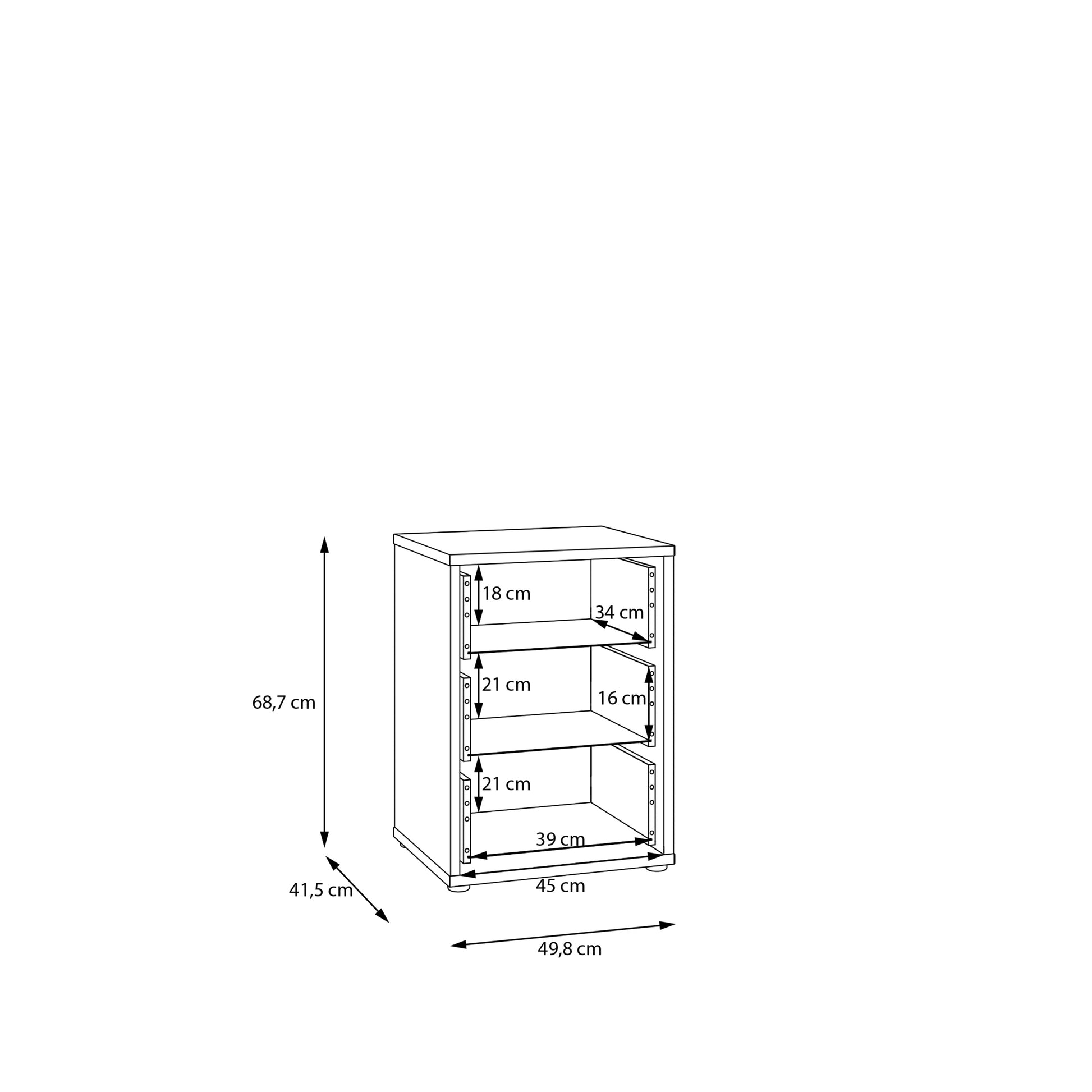 Alice Springs Bedside Cabinet with 3 Drawers Push-to-Open in Light Grey