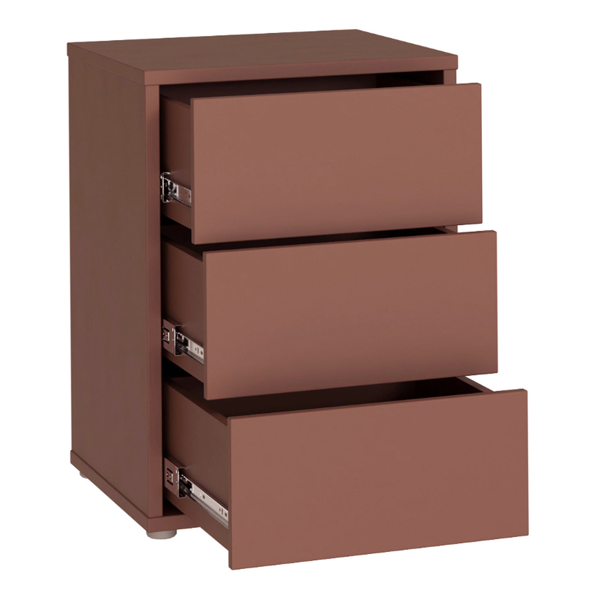 Alice Springs Bedside Cabinet with 3 Drawers Push-to-Open in Terracotta