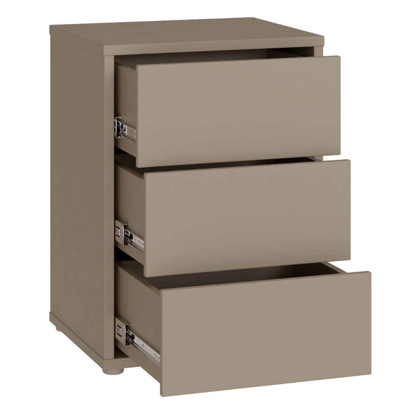 Alice Springs Bedside Cabinet with 3 Drawers Push-to-Open in Taupe