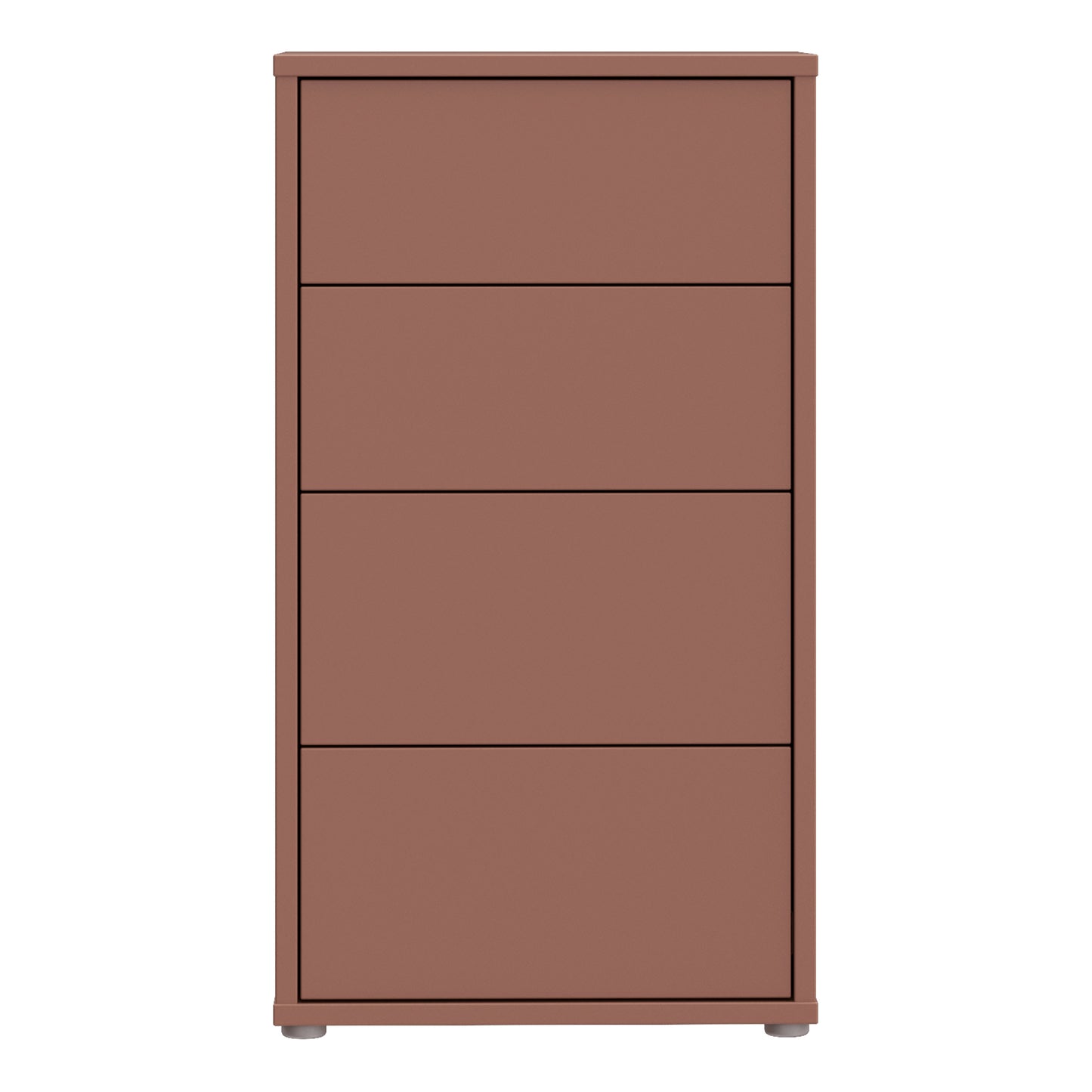 Alice Springs Tall 4 Drawer Chest with Push-to-Open Drawers in Terracotta