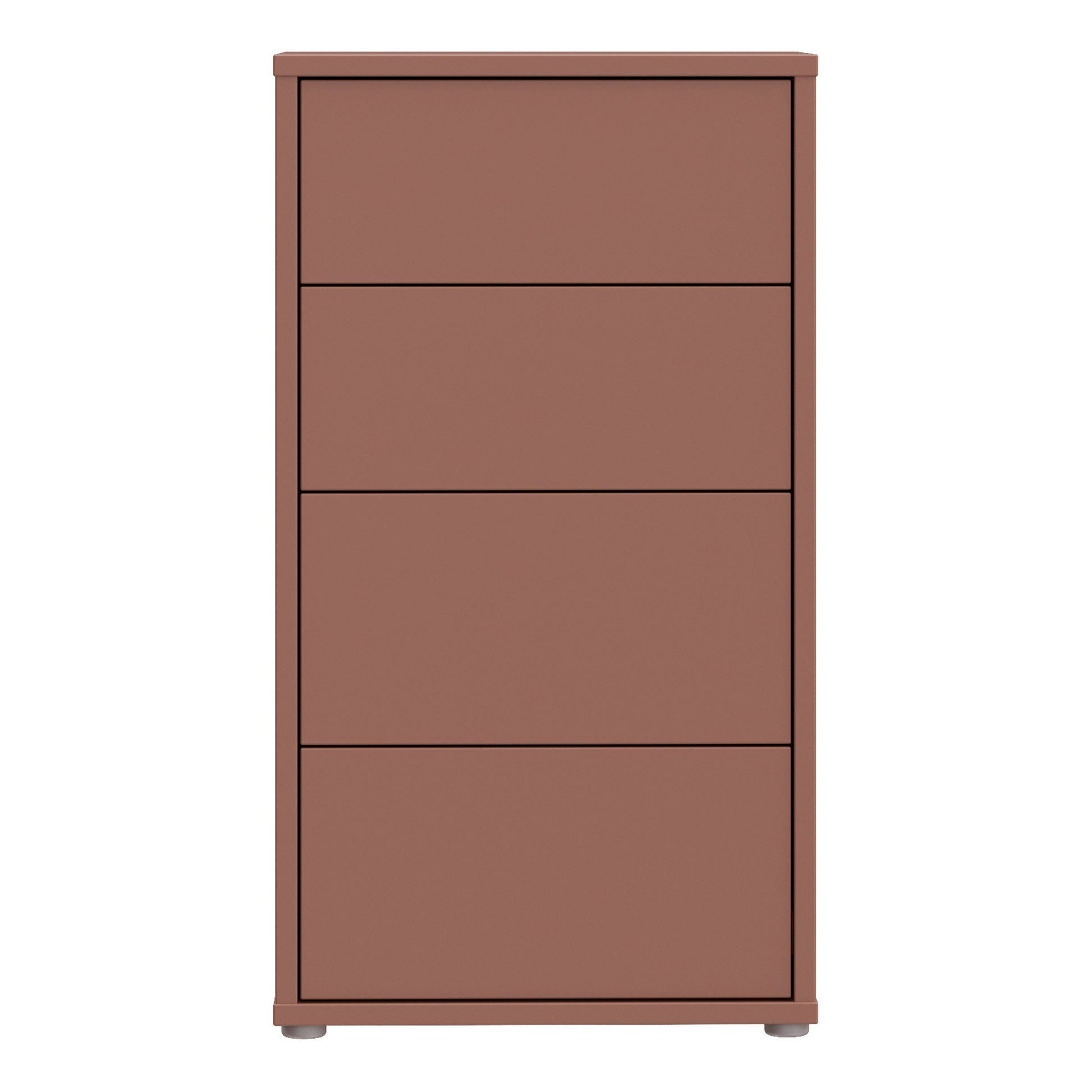 Alice Springs Tall 4 Drawer Chest with Push-to-Open Drawers in Terracotta