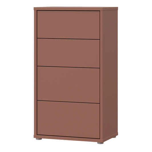 Alice Springs Tall 4 Drawer Chest with Push-to-Open Drawers in Terracotta