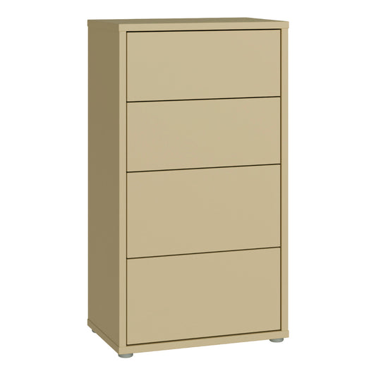 Alice Springs Tall 4 Drawer Chest with Push-to-Open Drawers in Butter Yellow