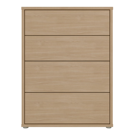 Alice Springs 4 Drawer Chest with Push-to-Open Drawers in Elegancia Oak and White
