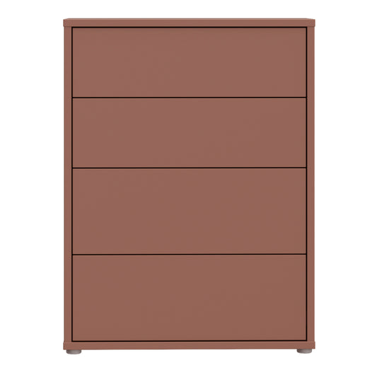 Alice Springs 4 Drawer Chest with Push-to-Open Drawers in Terracotta