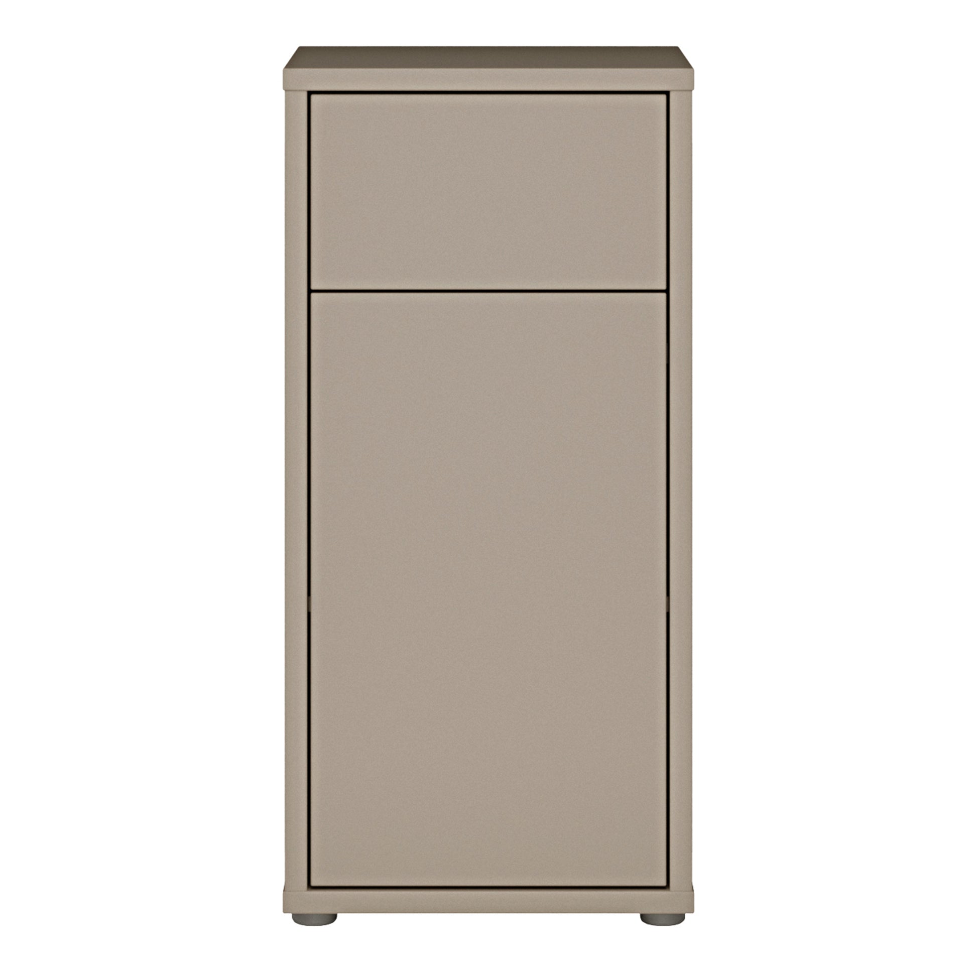 Alice Springs Low Bathroom Storage Cabinet with 1 Door Push-to-Open & 1 Drawer Push-to-Open in Taupe