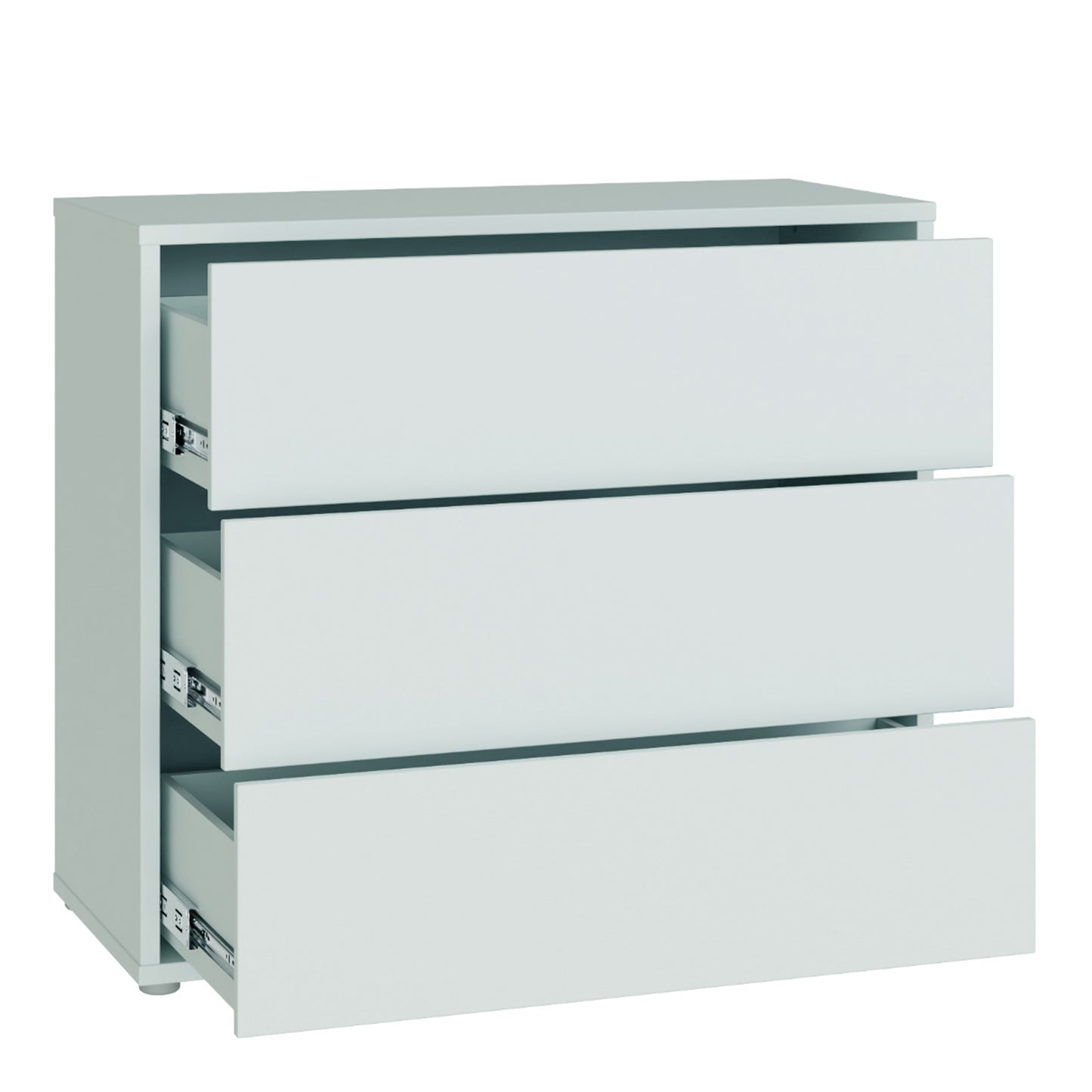 Alice Springs 3 Drawer Chest with Push-to-Open Drawers in Light Grey