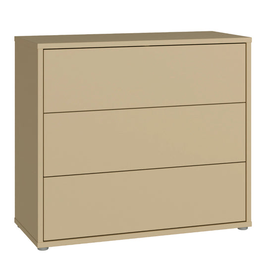Alice Springs 3 Drawer Chest with Push-to-Open Drawers in Butter Yellow