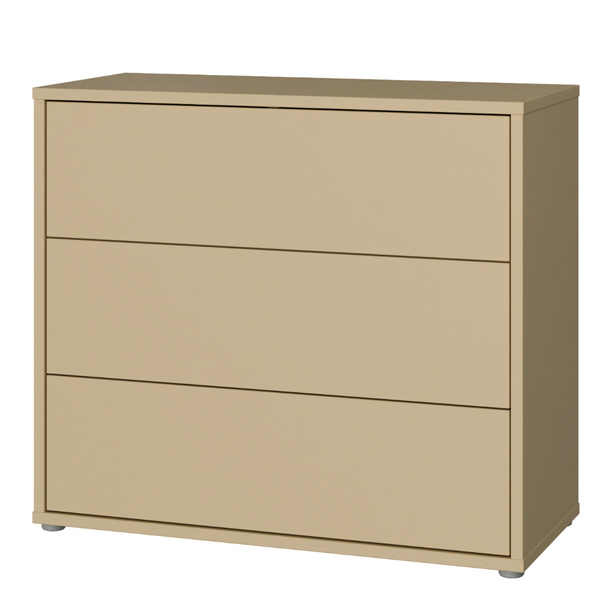 Alice Springs 3 Drawer Chest with Push-to-Open Drawers in Butter Yellow